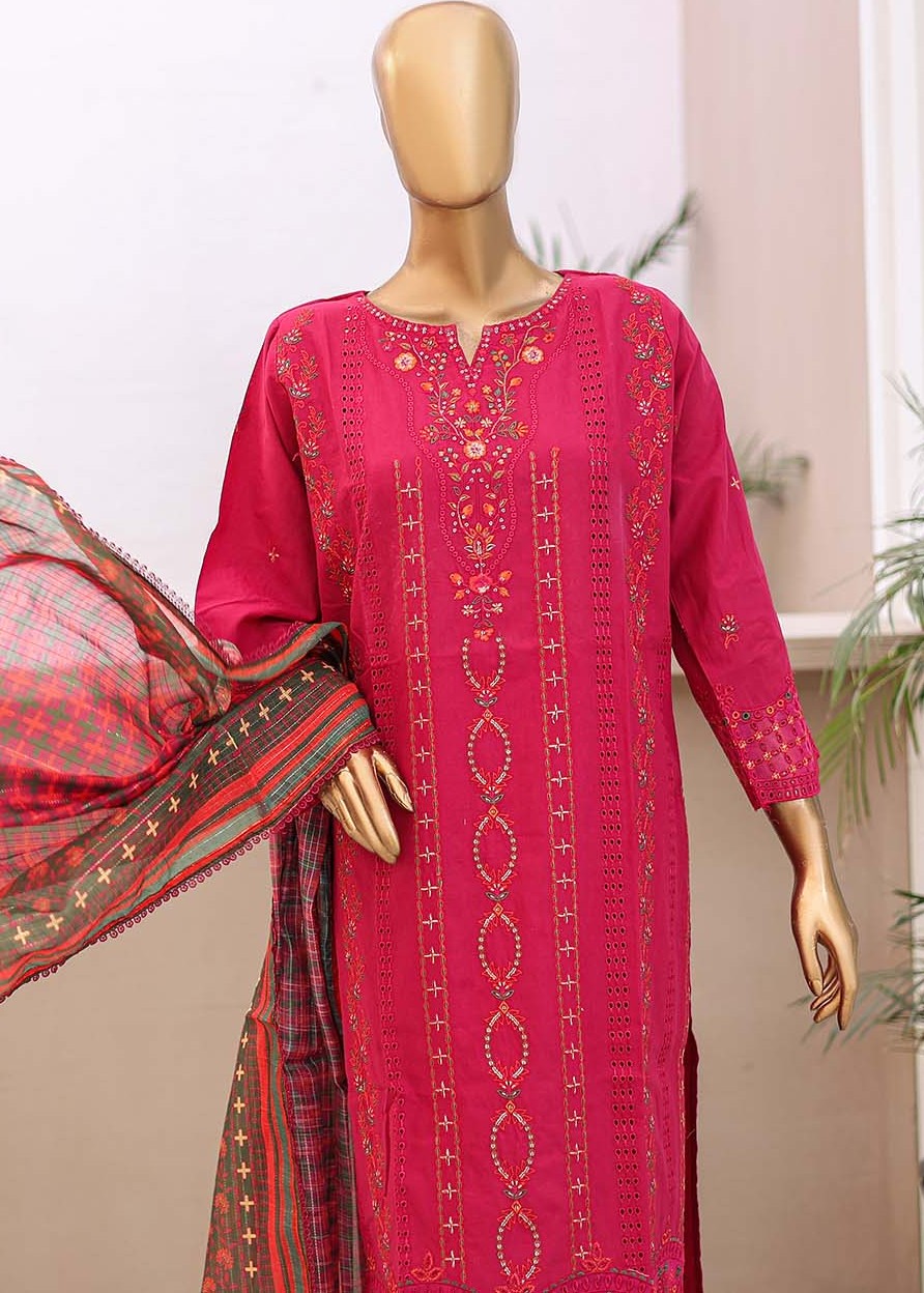 Suntex Fabrics –Hot Pink Festive Embroidered Women 3pcs