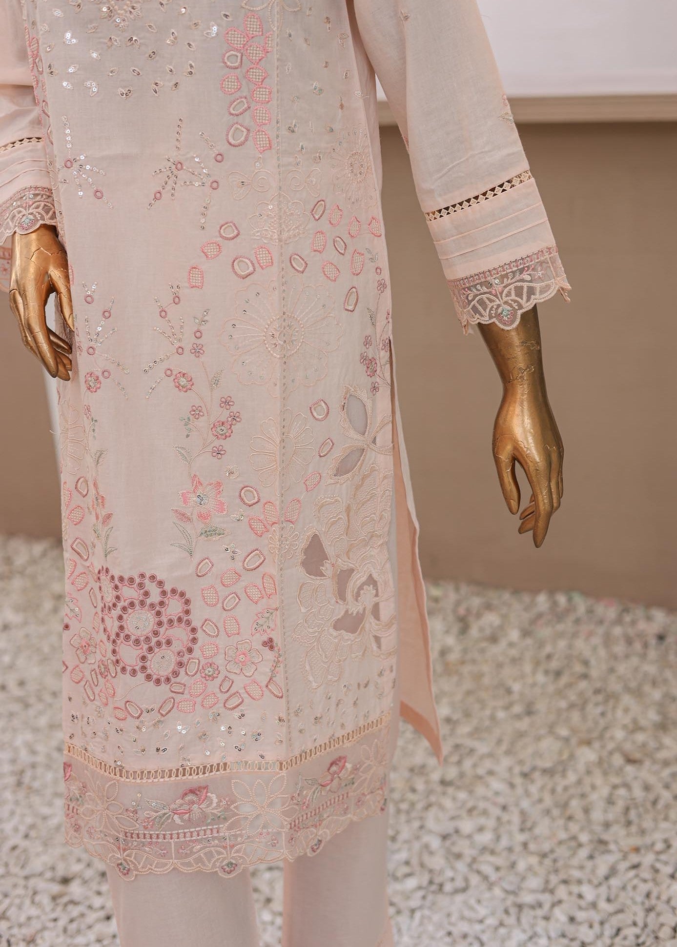 Suntex Fabrics – Peach Festive Embroidered Women 3pcs