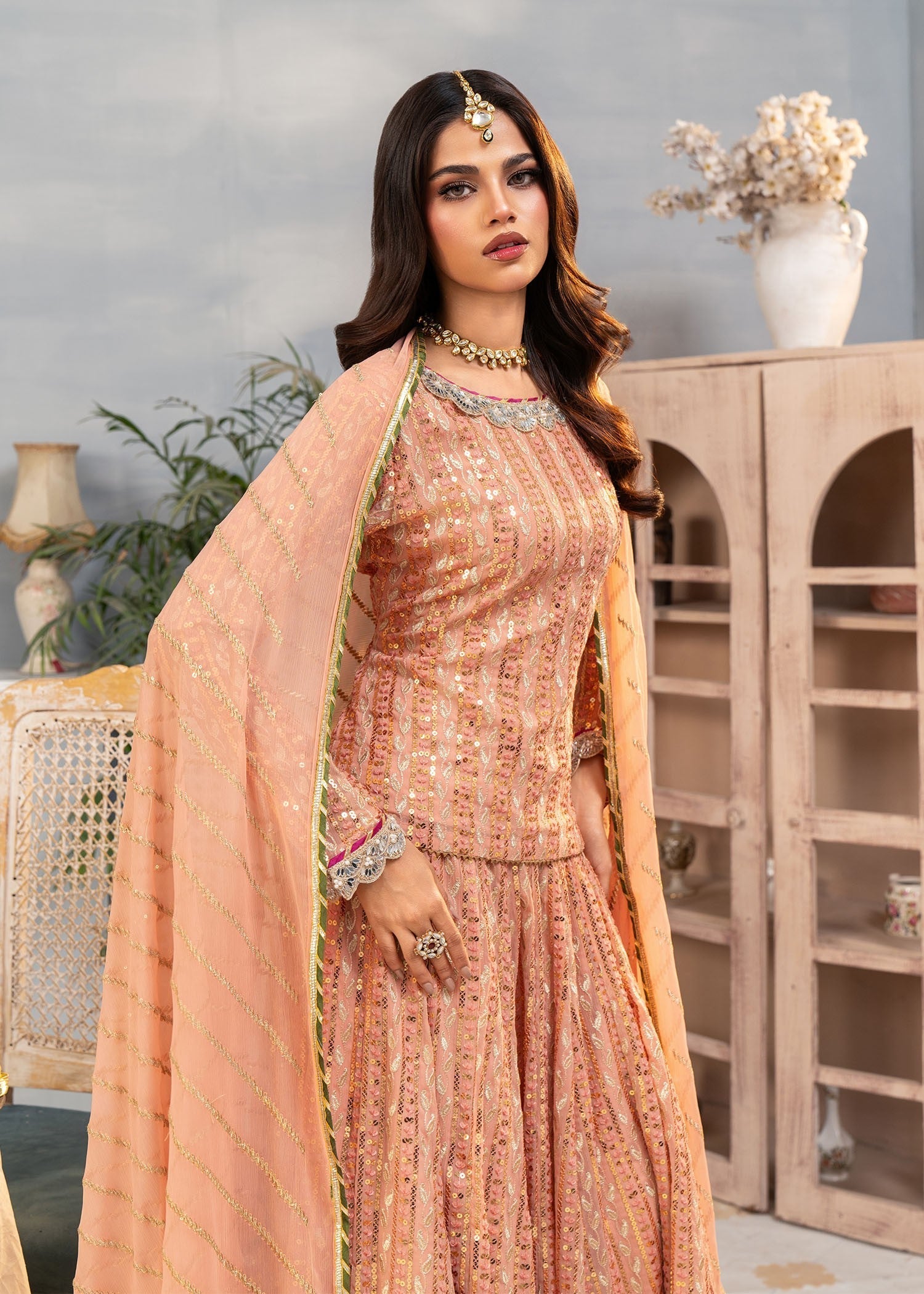 Ayesha Closet Shadmani Peach Fantasy Women 3pcs