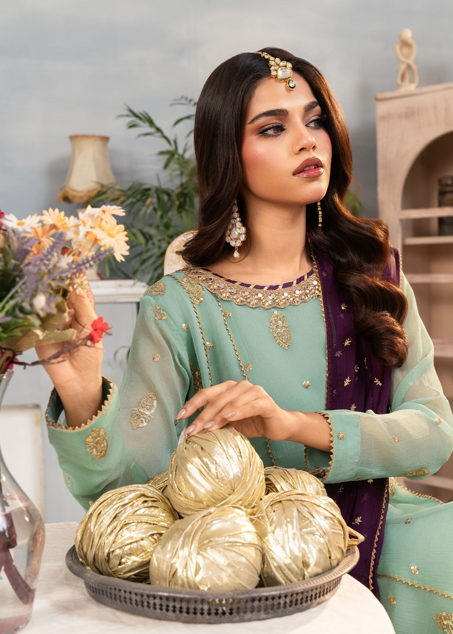 Ayesha Closet Gulnaar Pastel Green Women 3pcs