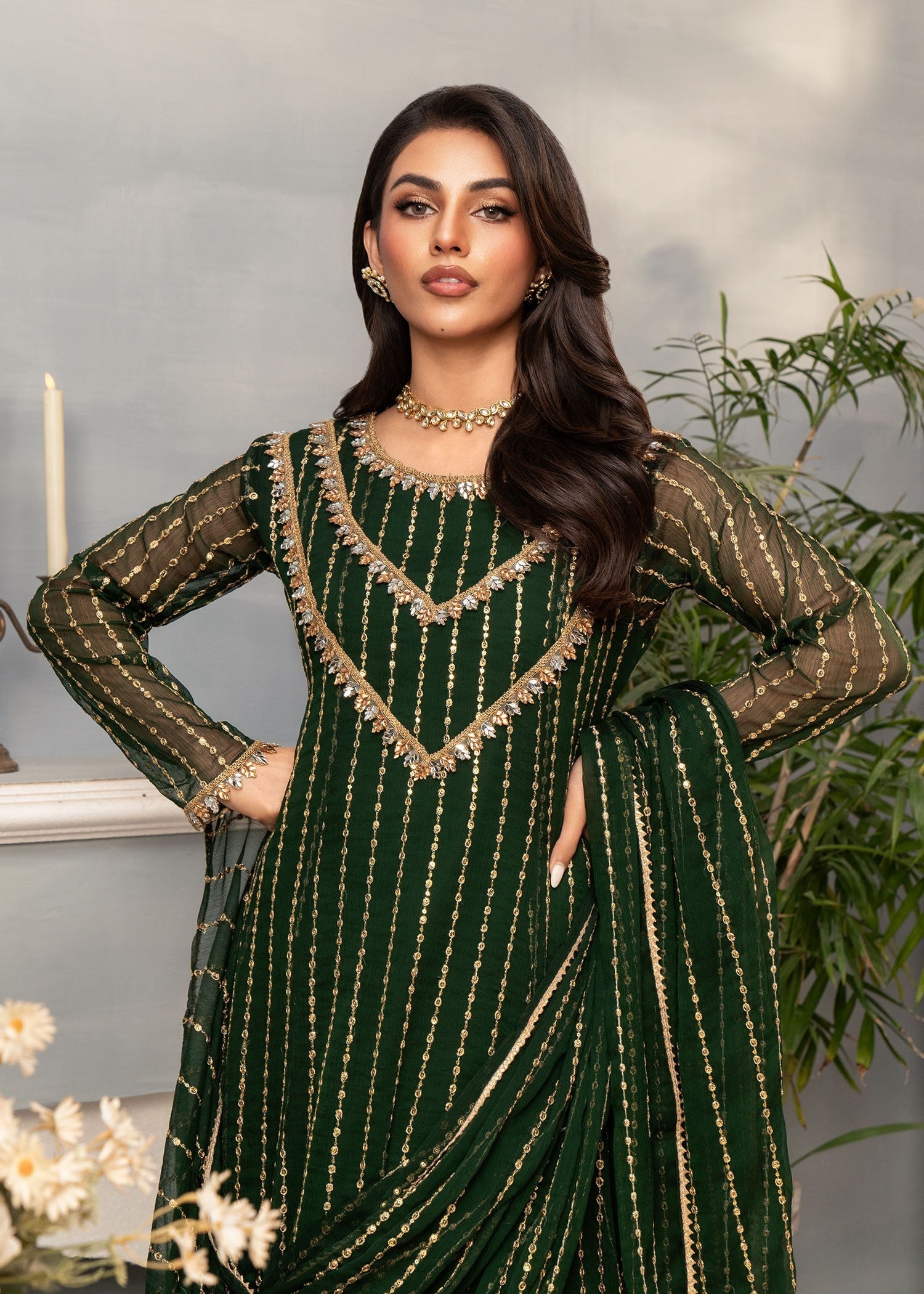 Ayesha Closet Malaa Green Women 3pcs