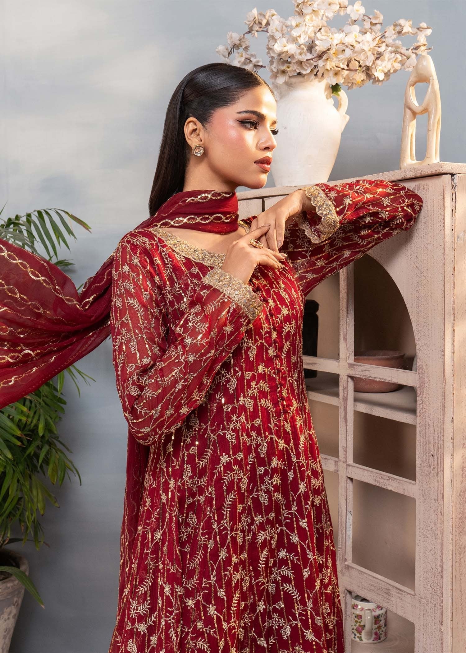 Ayesha Closet Shama Red Women 3pcs