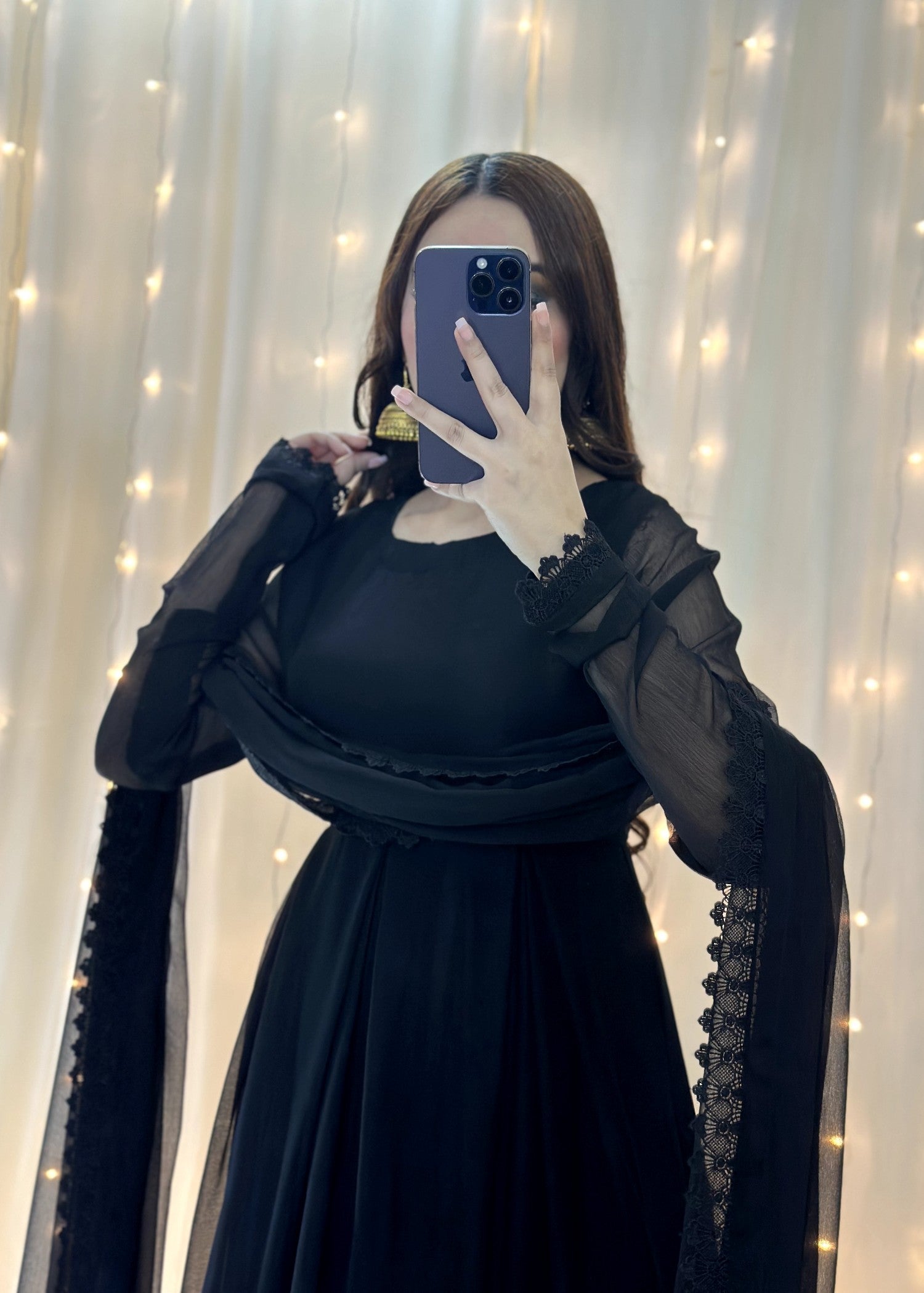 Fashion Trends 4 U Black Anarkali Women 3pcs