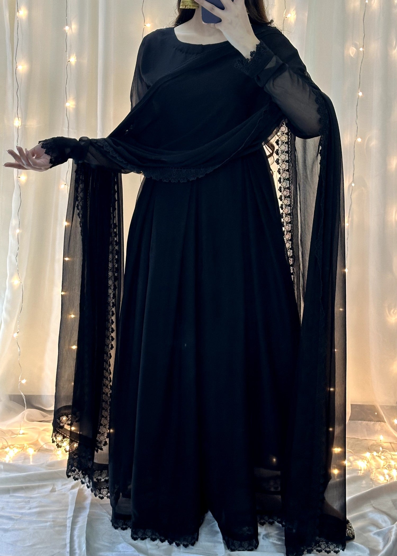 Fashion Trends 4 U Black Anarkali Women 3pcs