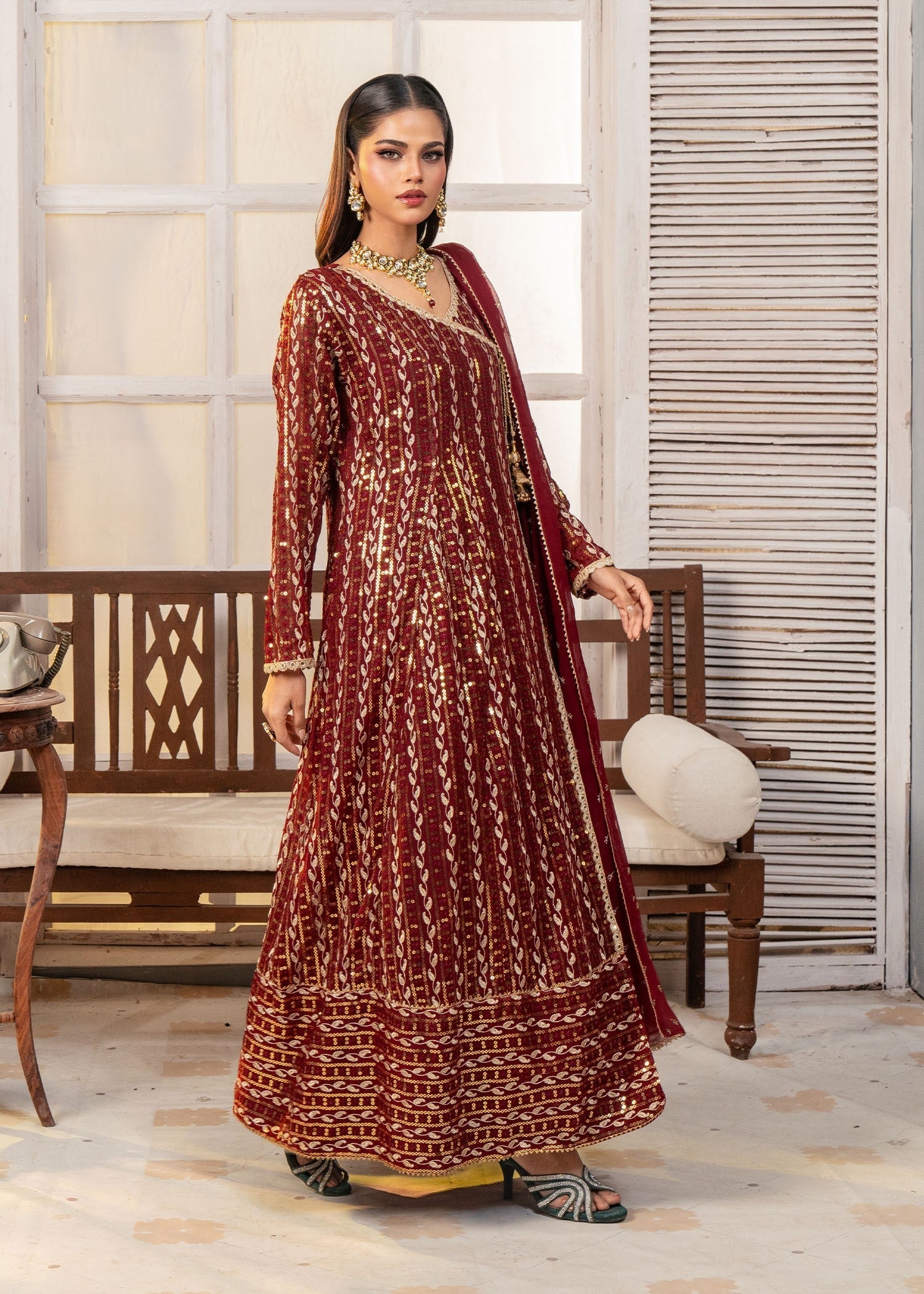 Ayesha Closet Resham Maroon Women 3pcs