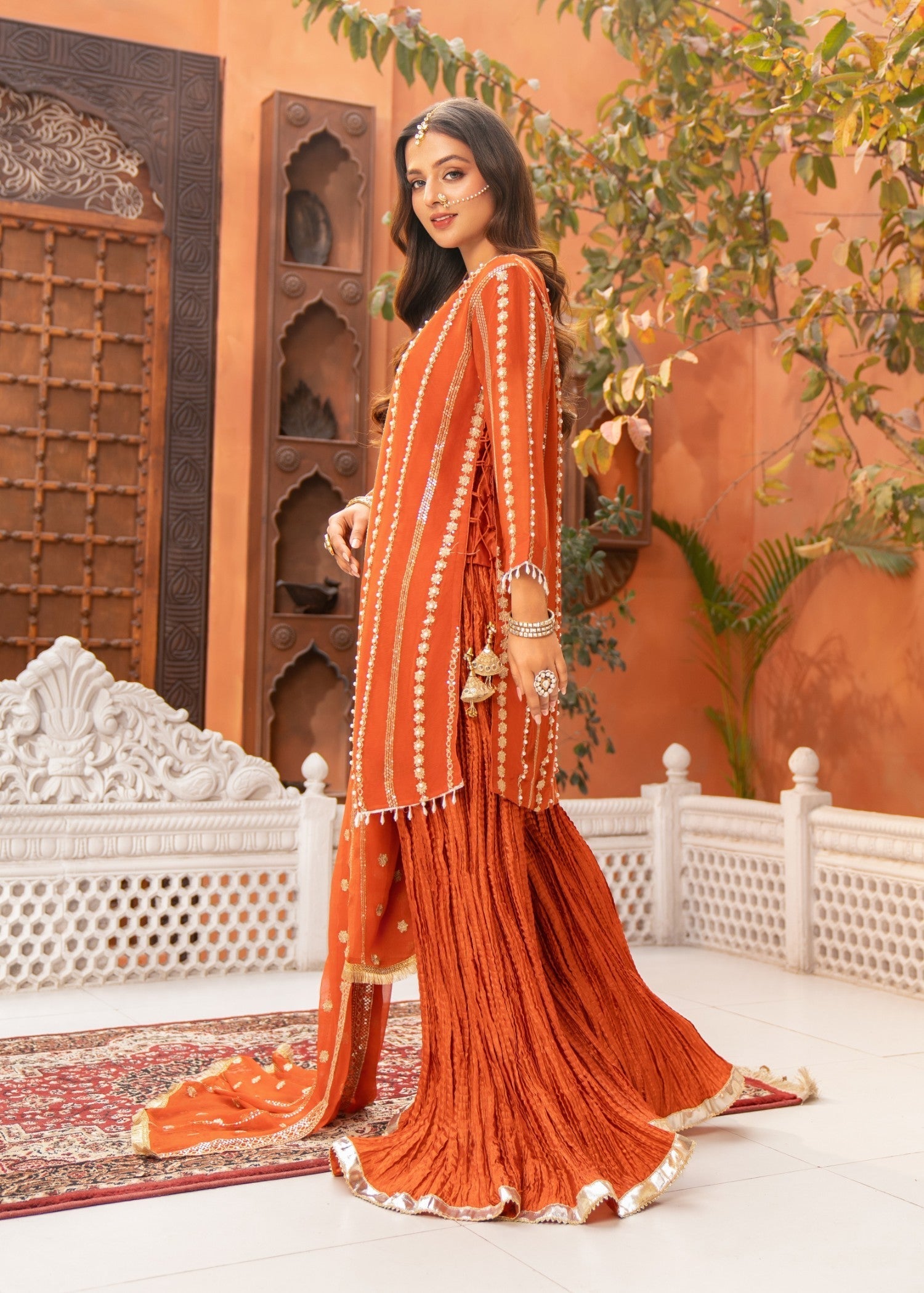 Maira Fashion Orange Sharara 02 Women 3pcs