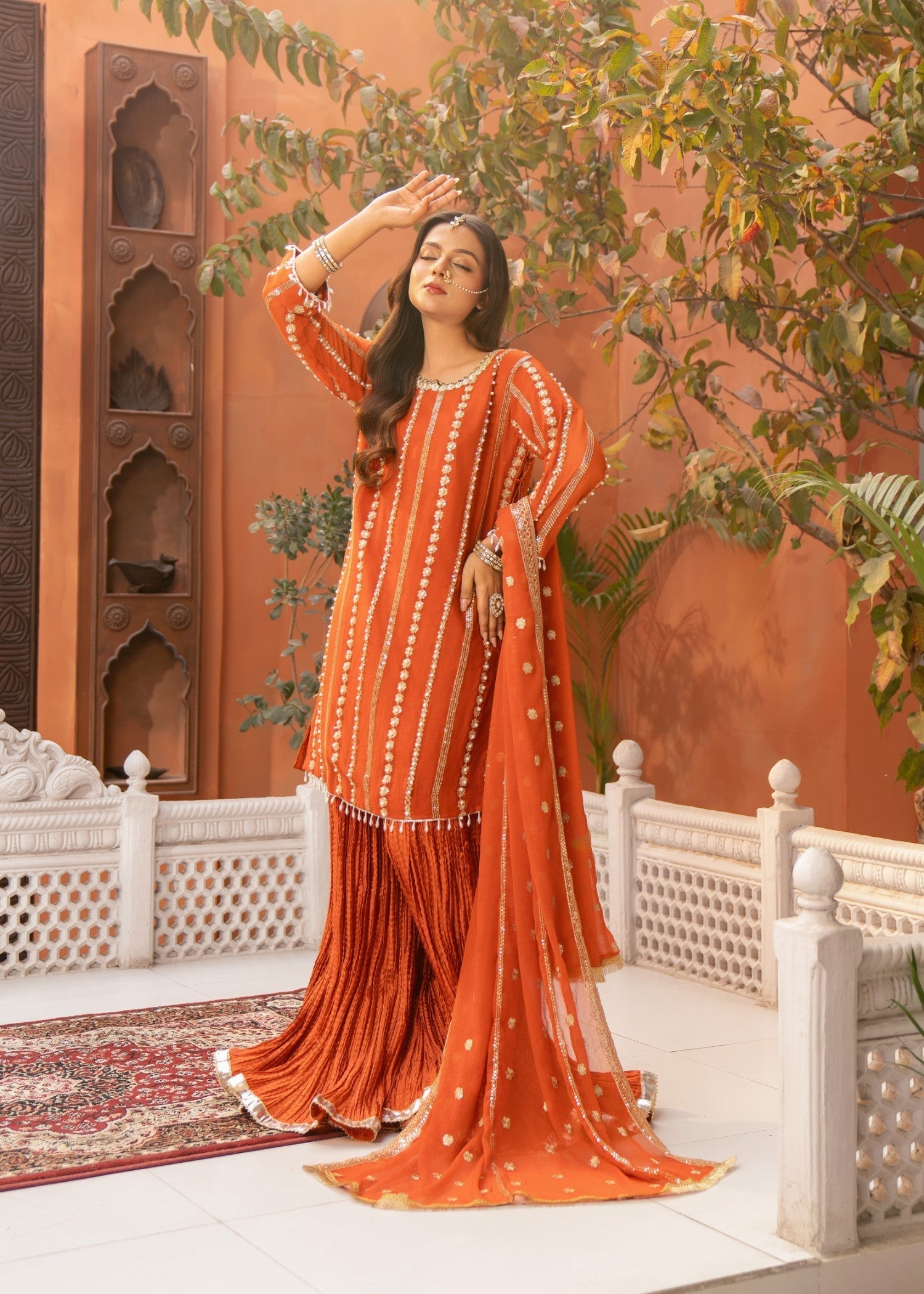 Maira Fashion Orange Sharara 02 Women 3pcs