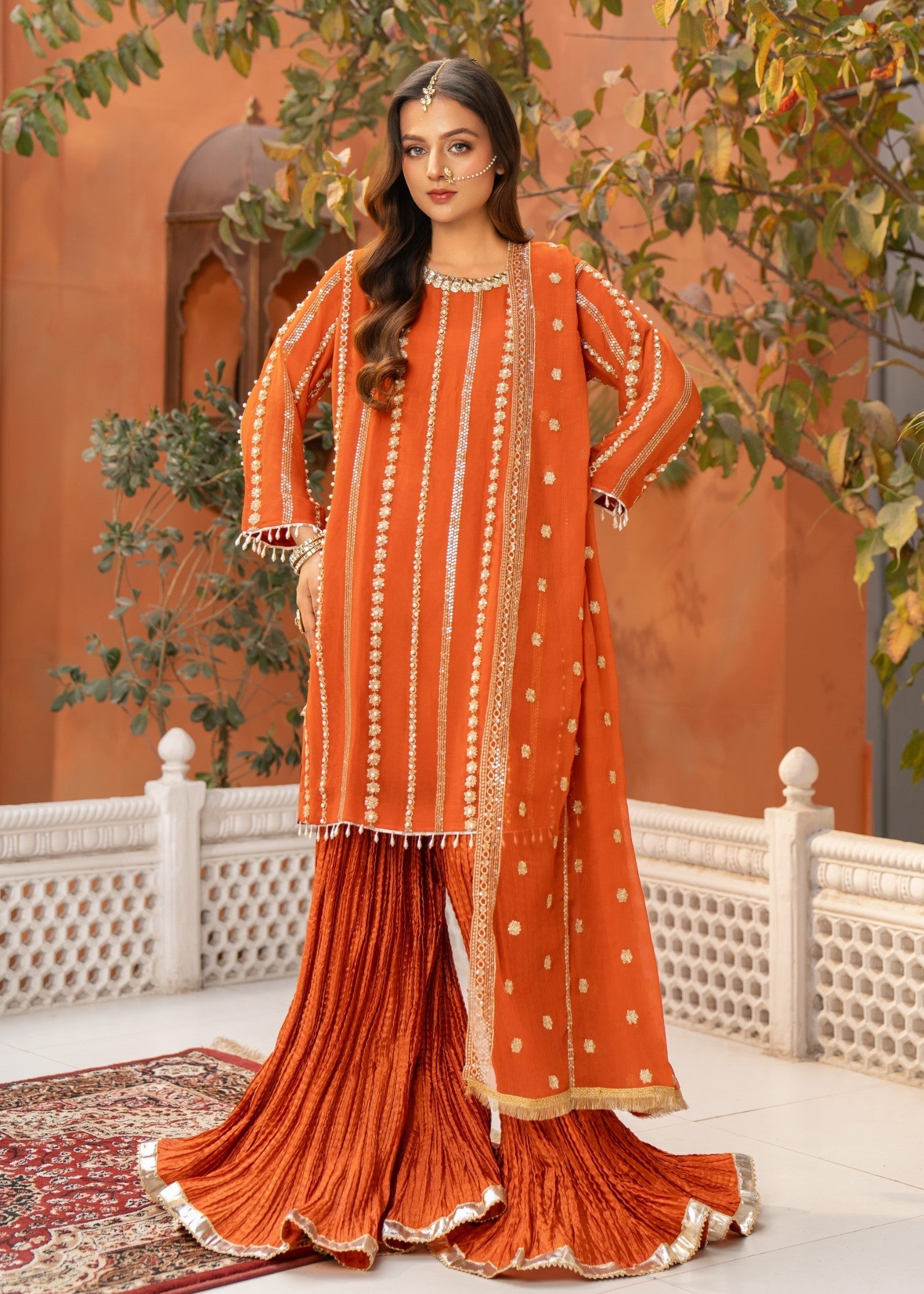 Maira Fashion Orange Sharara 02 Women 3pcs