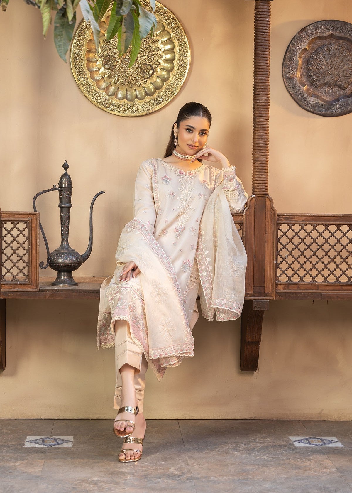 Bin Tayyab (BT006046 CRM) Women 3pcs