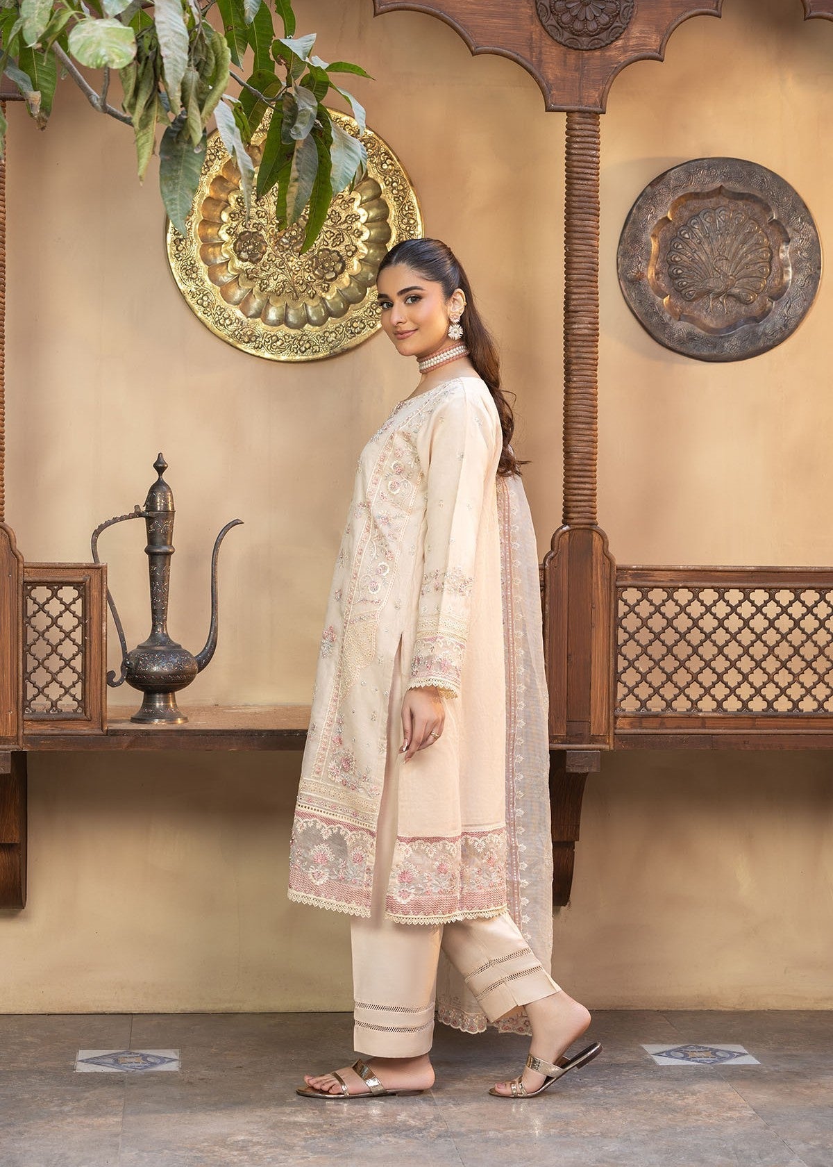 Bin Tayyab (BT006046 CRM) Women 3pcs
