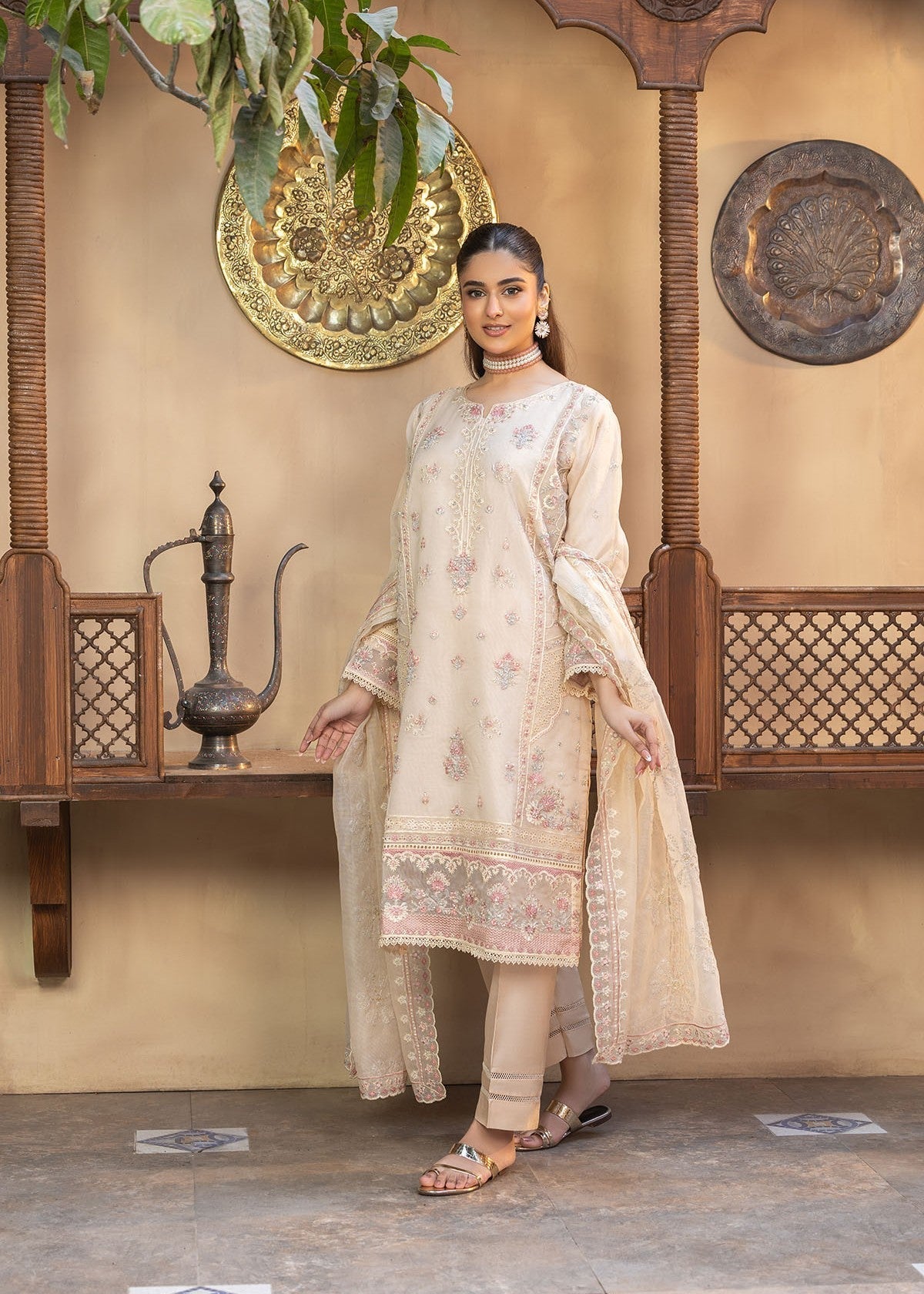 Bin Tayyab (BT006046 CRM) Women 3pcs