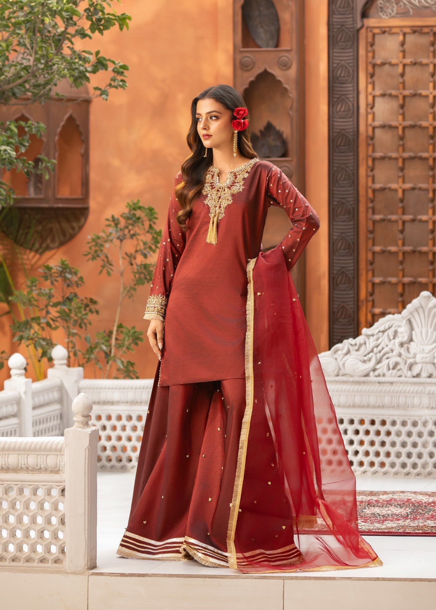 Maira Fashion Maroon Sharara 03 Women 3pcs