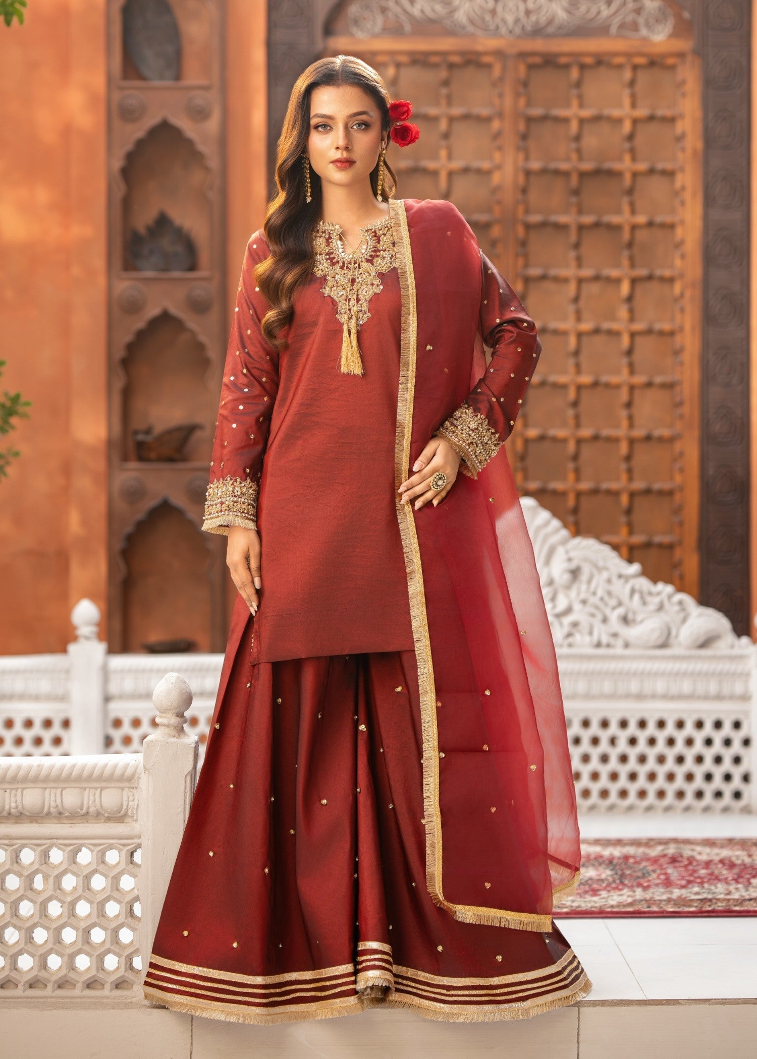 Maira Fashion Maroon Sharara 03 Women 3pcs