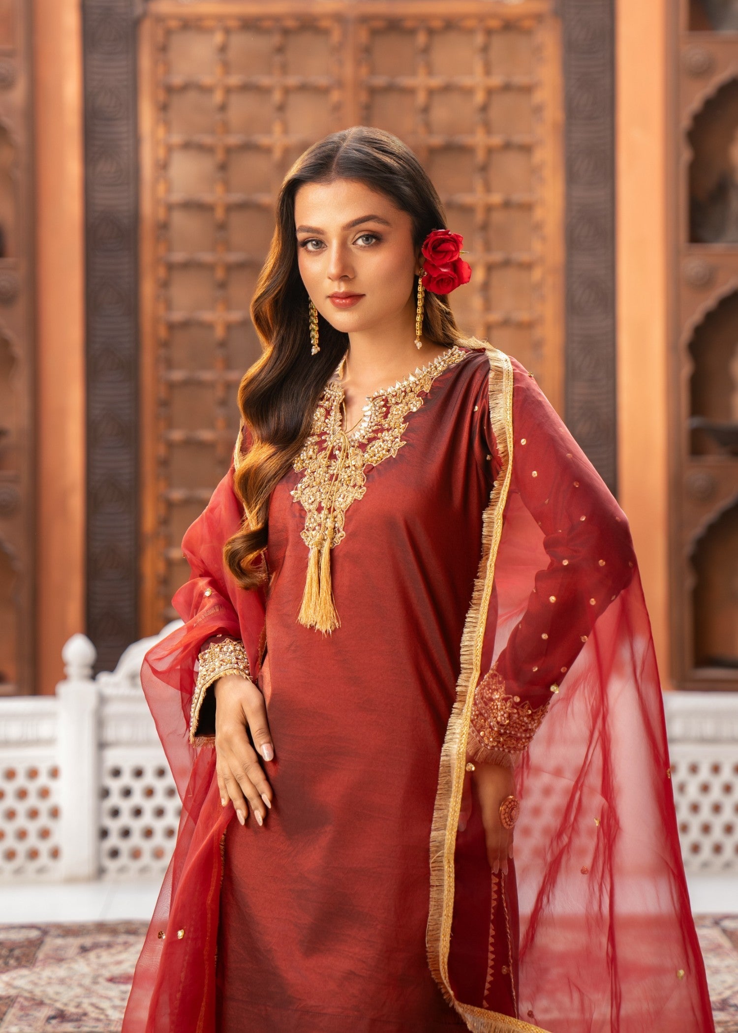 Maira Fashion Maroon Sharara 03 Women 3pcs
