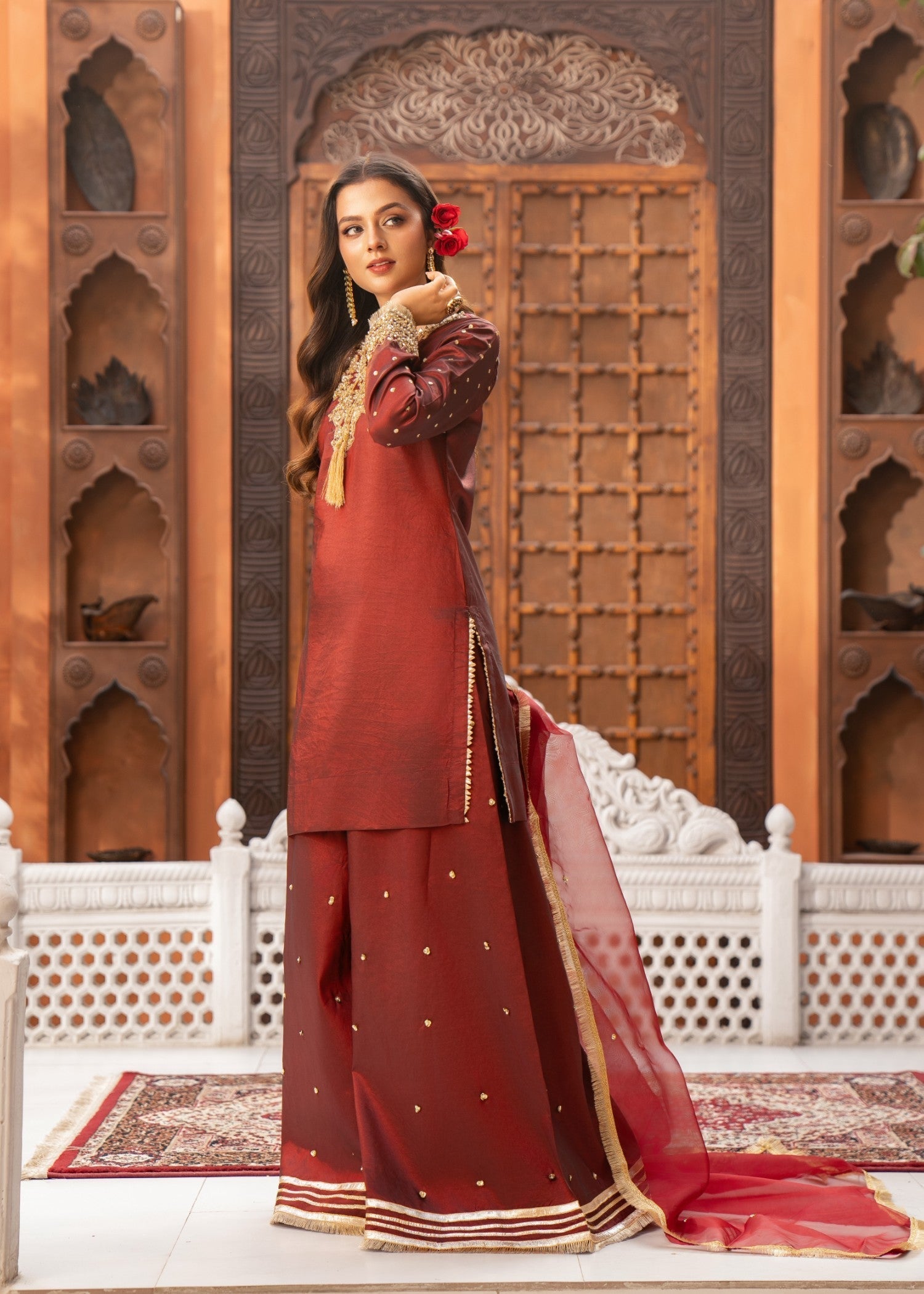 Maira Fashion Maroon Sharara 03 Women 3pcs