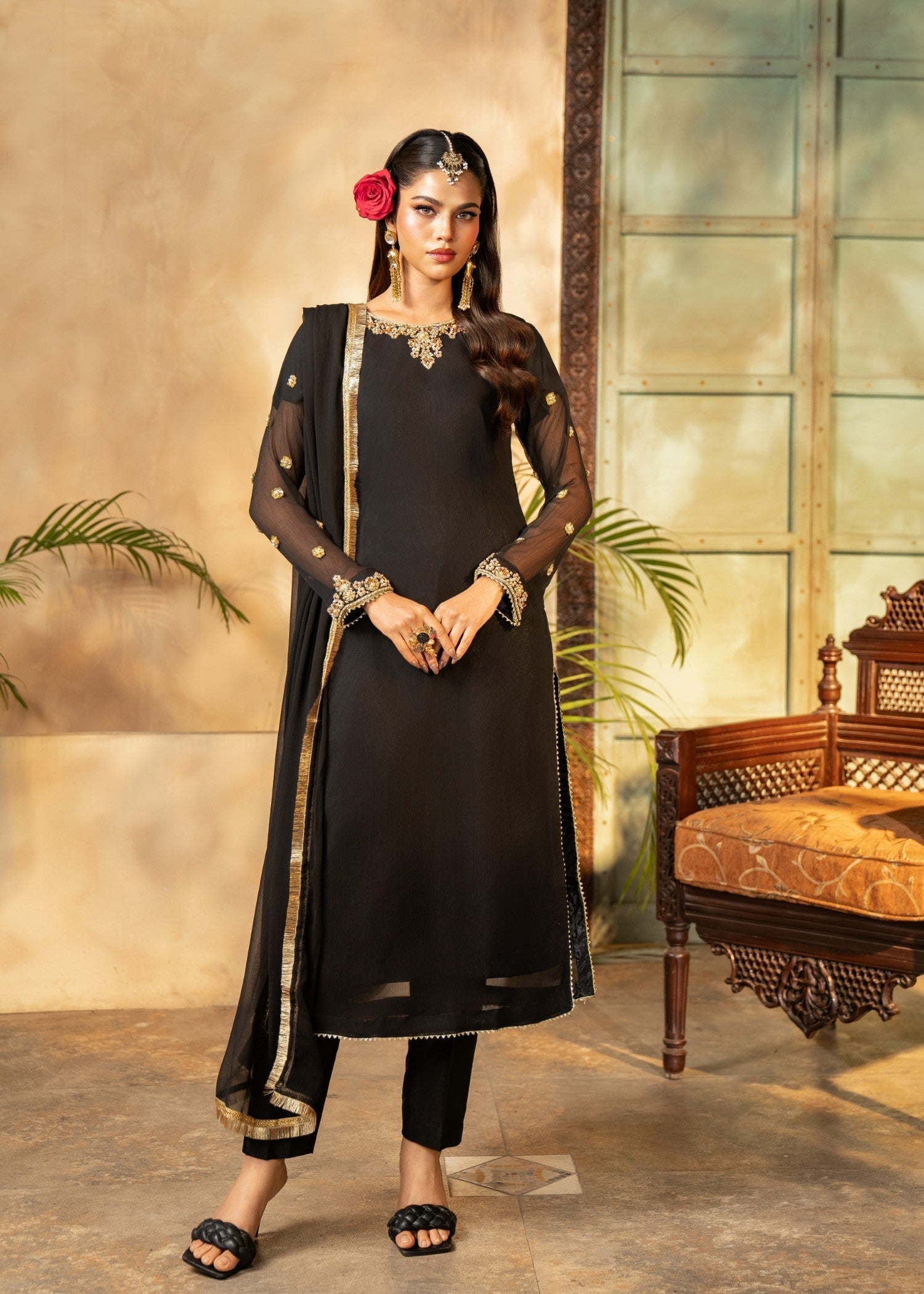 Maira Fashion Black Kurta Set 04 Women 3pcs