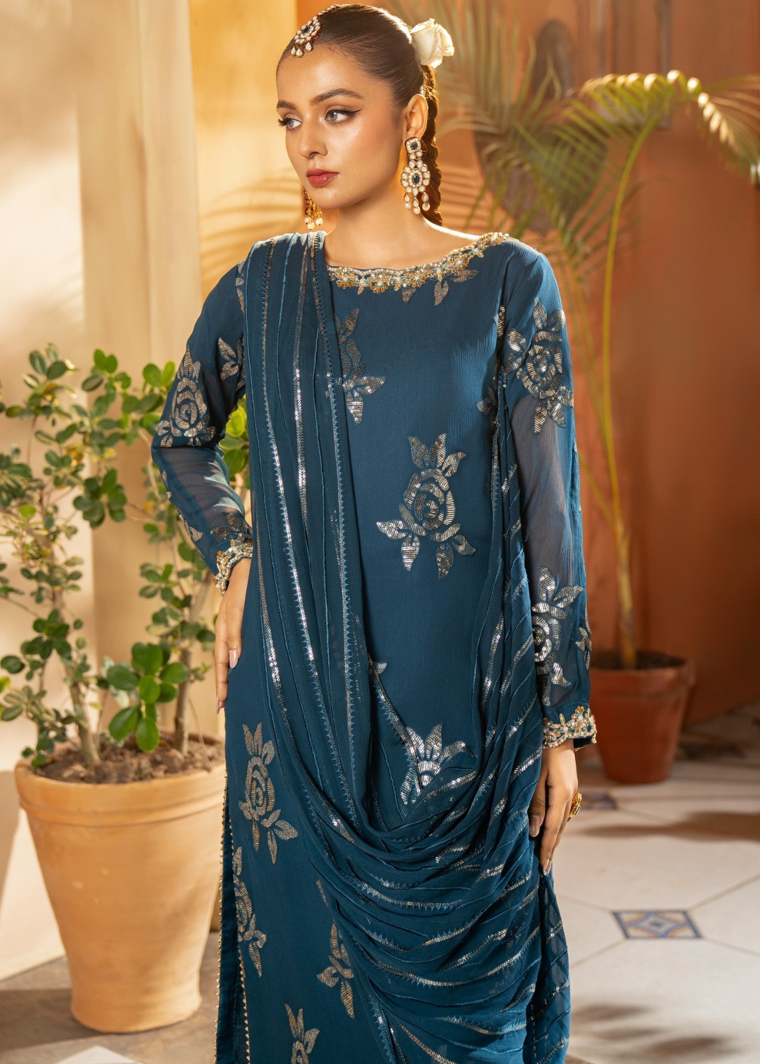 Maira Fashion Dark Blue Kurta Set16 Women 3pcs