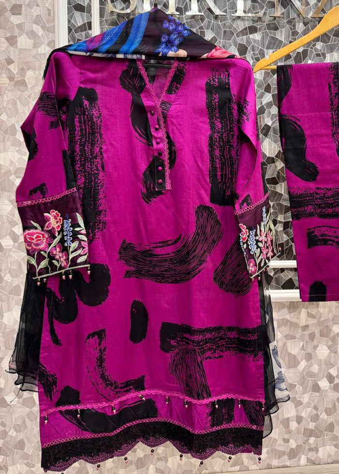 Shrenz Pret Shrenz Shocking Brush Pret Lawn Women 3pcs