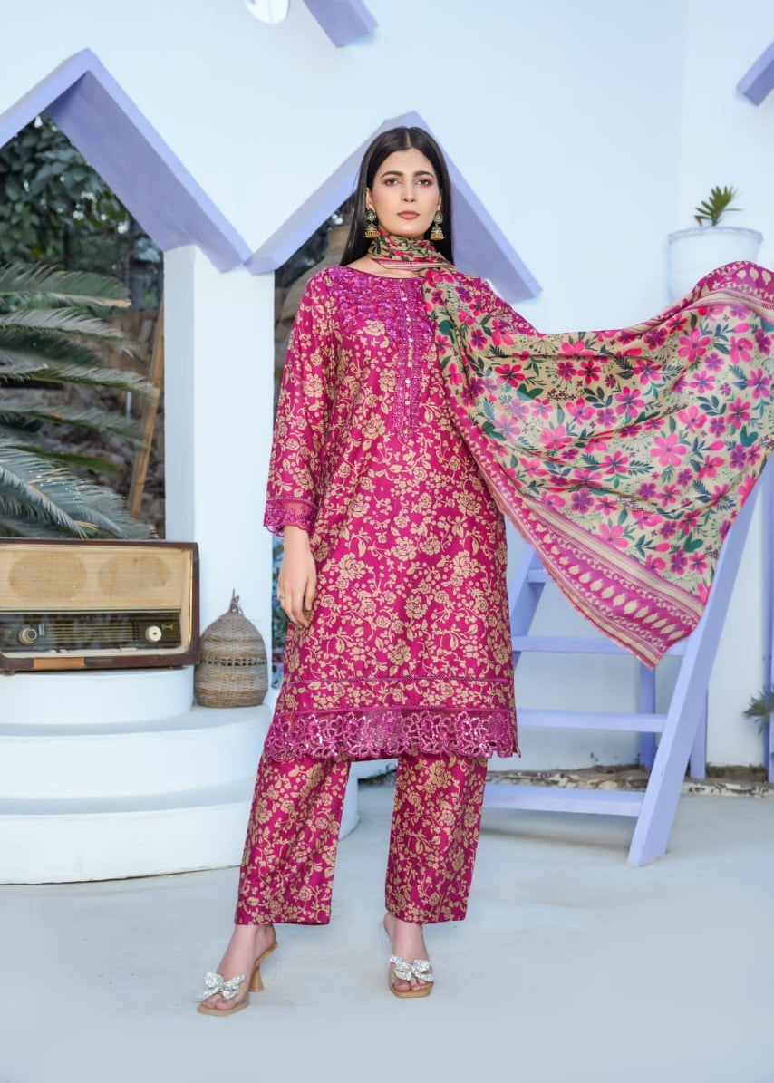 Pehnawa Basics PRINTED LAWN A001 Women 3pcs