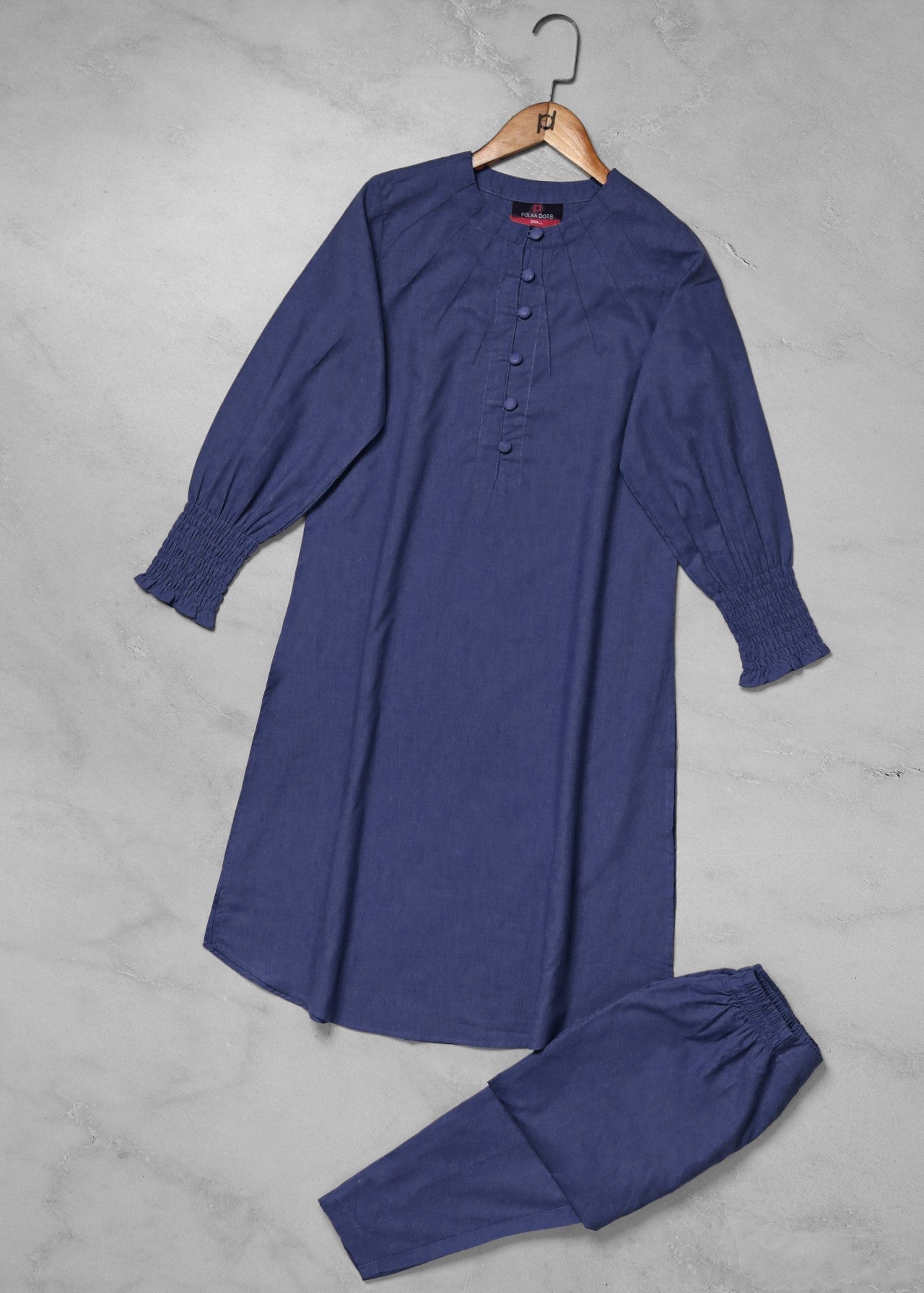 Polkadots Timeless Navy Blue Eastern Kurta Set 13967HG Women 2pcs