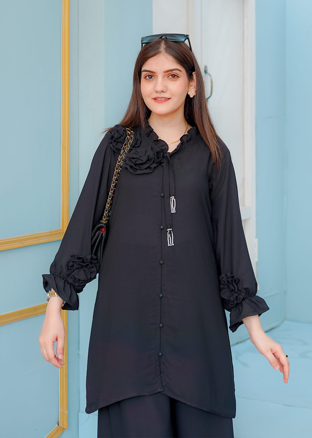 Elara Official Black Floral Women 2pcs