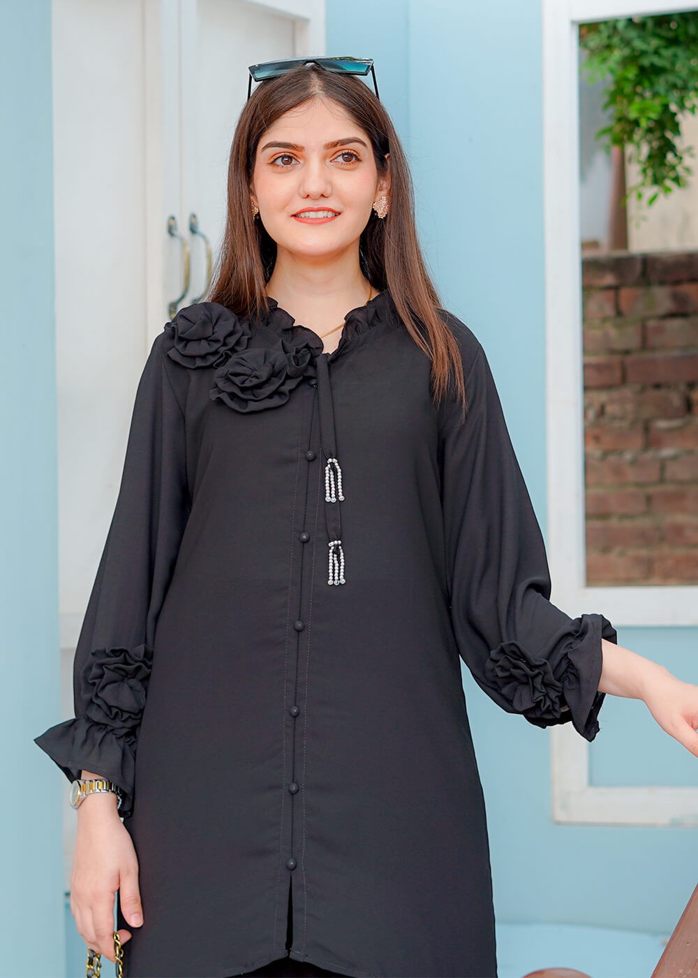 Elara Official Black Floral Women 2pcs