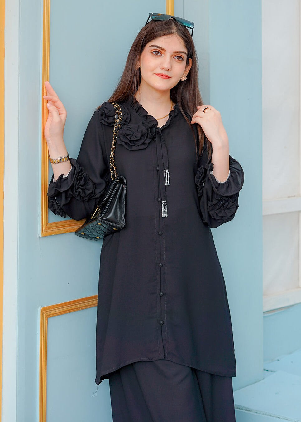 Elara Official Black Floral Women 2pcs