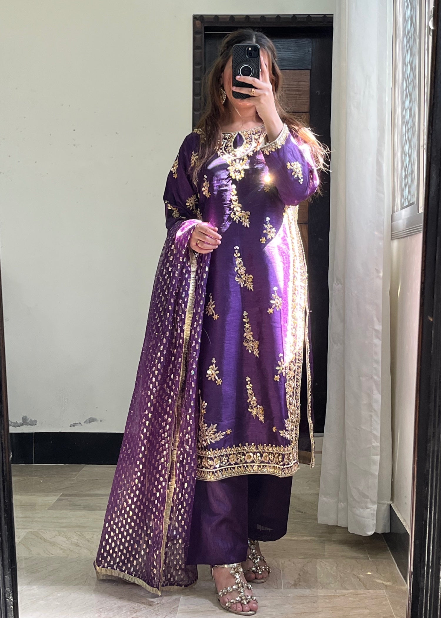 Suits By Sadia Shehnai purple duppatta Women 3pcs