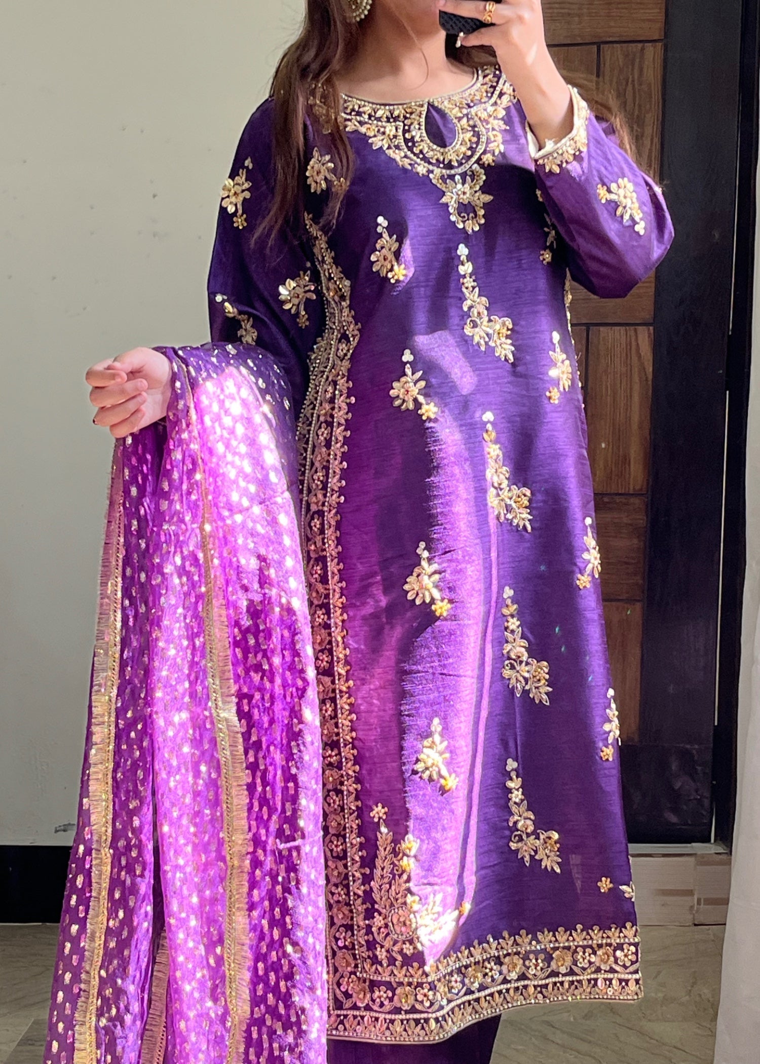 Suits By Sadia Shehnai purple duppatta Women 3pcs