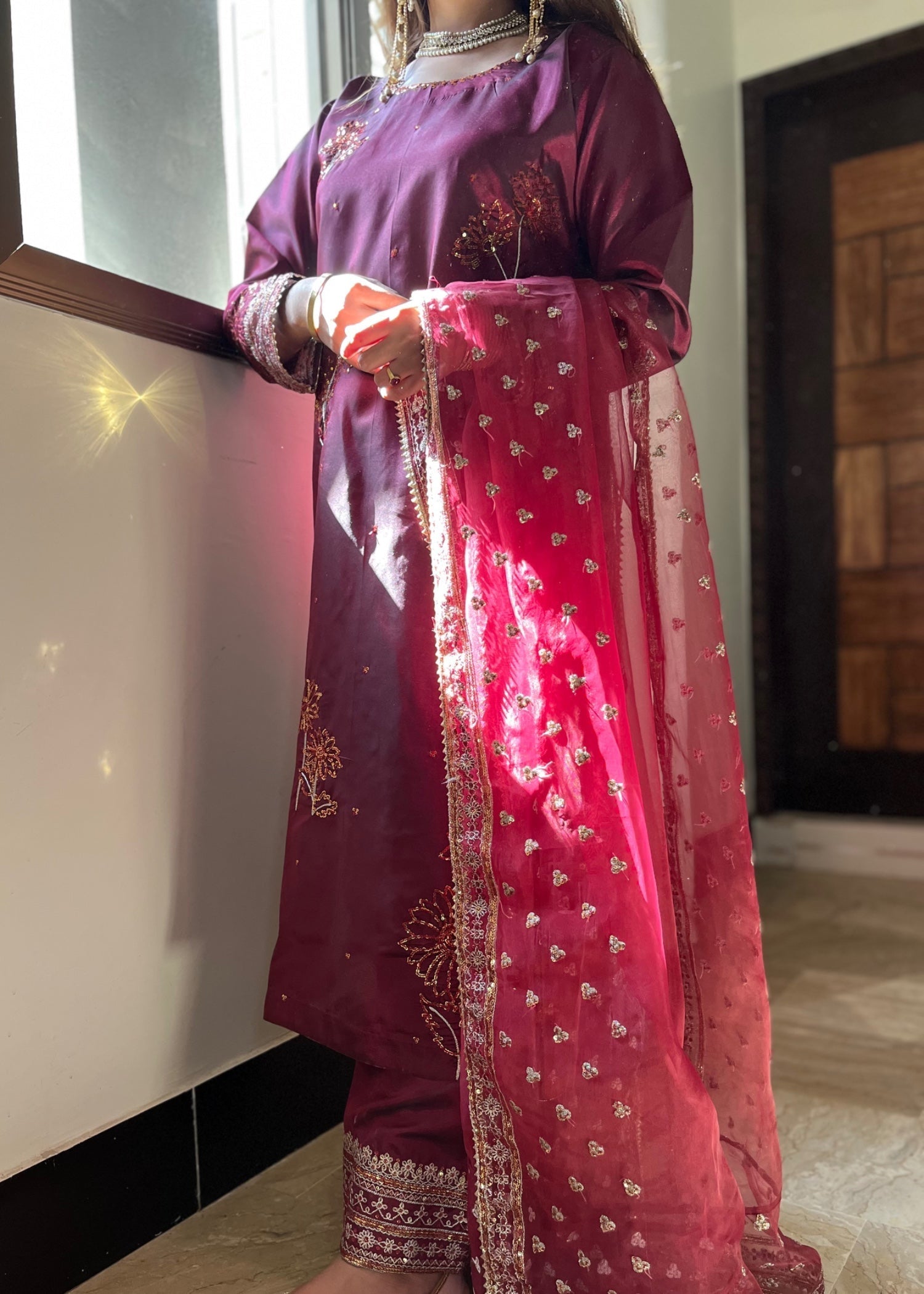 Suits By Sadia Flower Kattan purple Women 3pcs