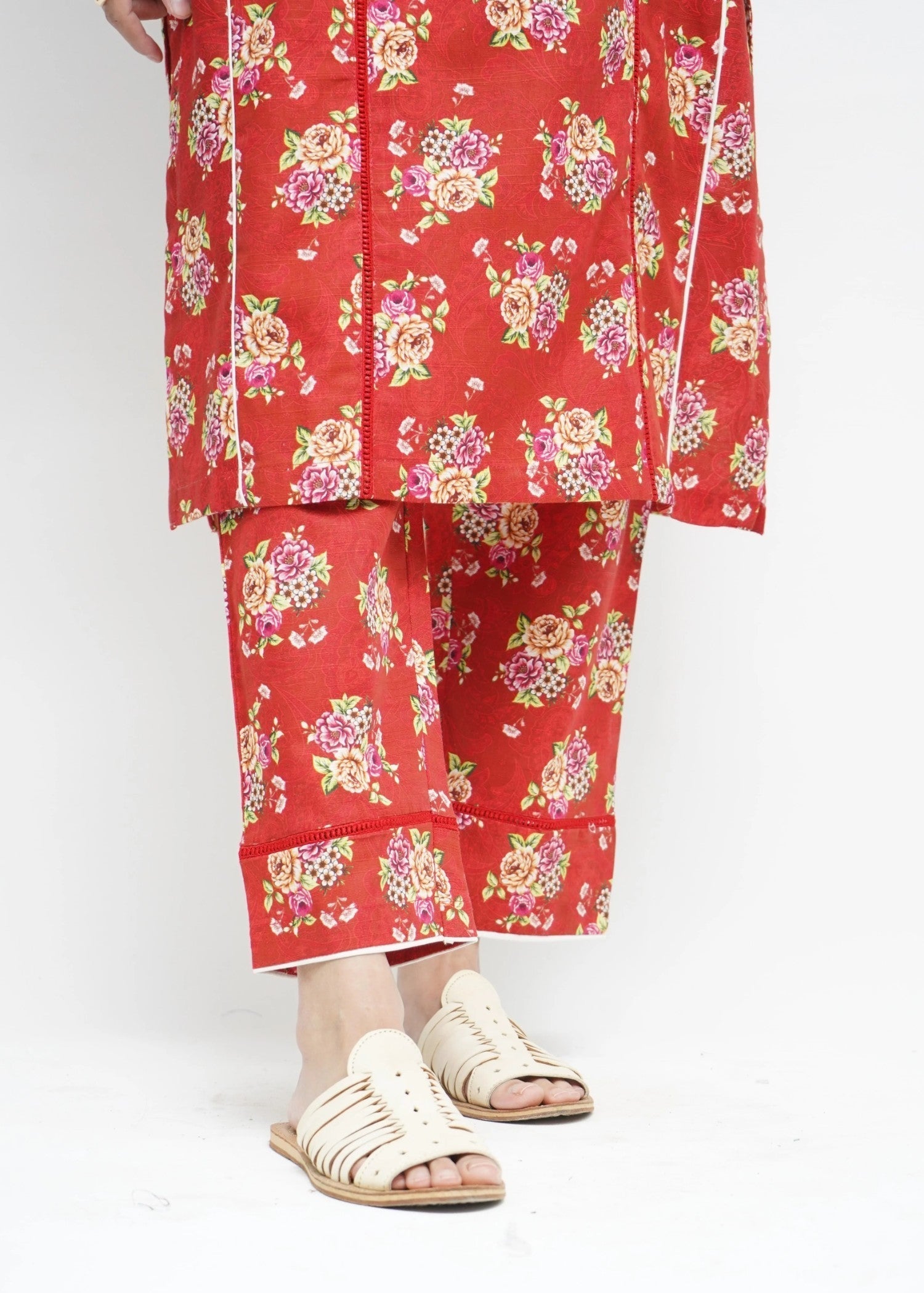 Amna Ali Nawaz Co Ord Set Khaddar APPLE RED Women 2pcs