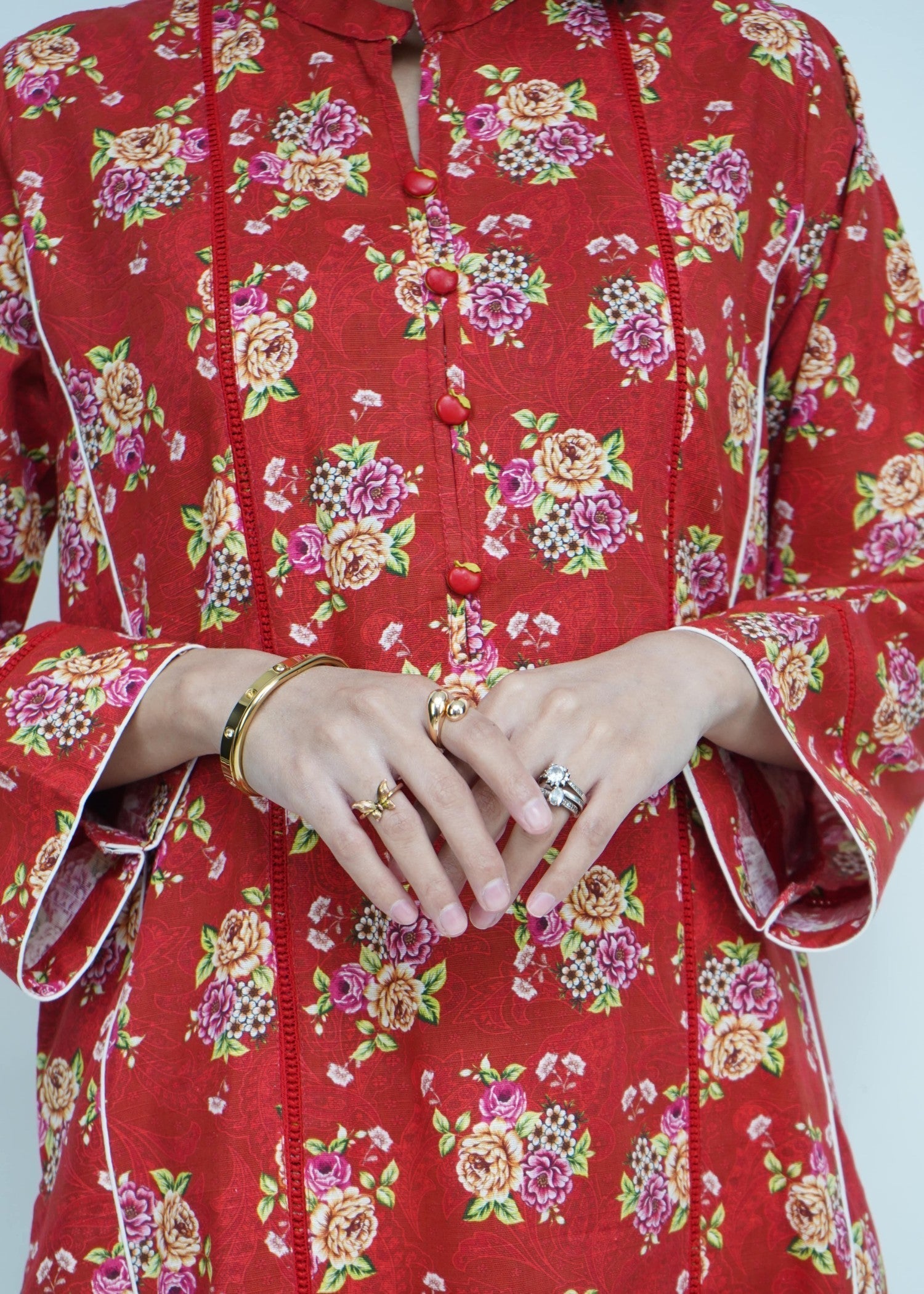 Amna Ali Nawaz Co Ord Set Khaddar APPLE RED Women 2pcs