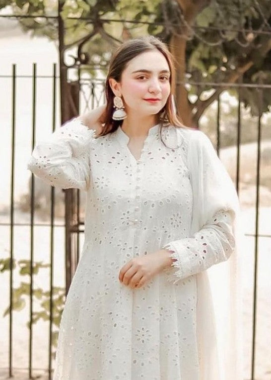 Fashion Trends 4 U White chicken frock Women 2pcs