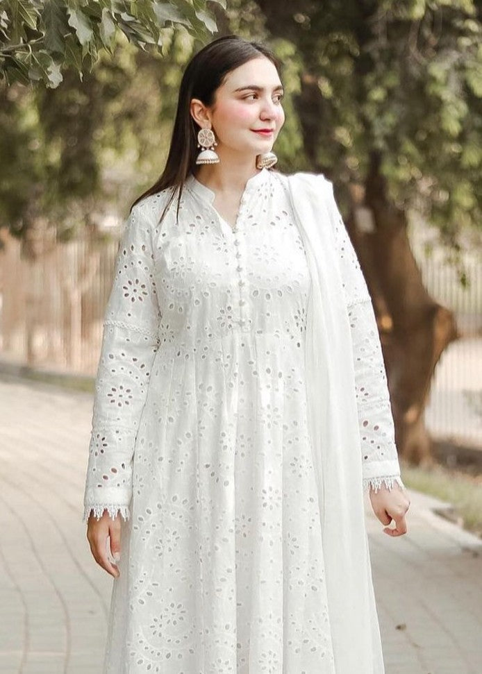 Fashion Trends 4 U White chicken frock Women 2pcs