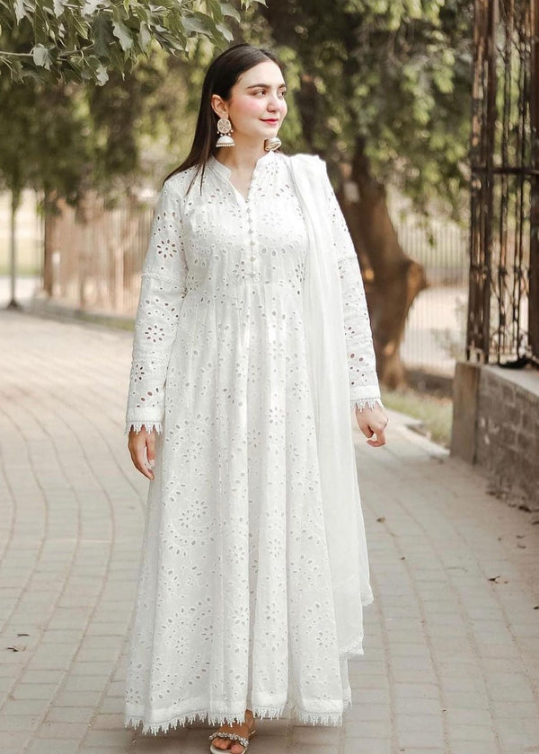 Fashion Trends 4 U White chicken frock Women 2pcs