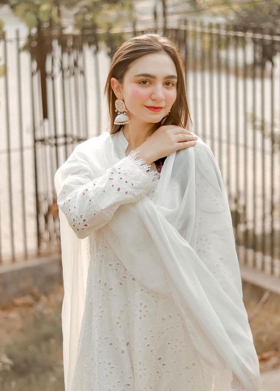 Fashion Trends 4 U White chicken frock Women 2pcs