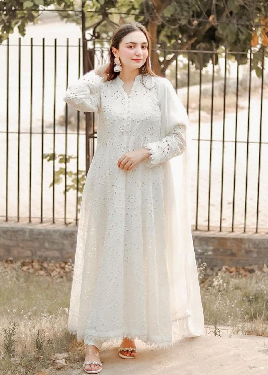 Fashion Trends 4 U White chicken frock Women 2pcs