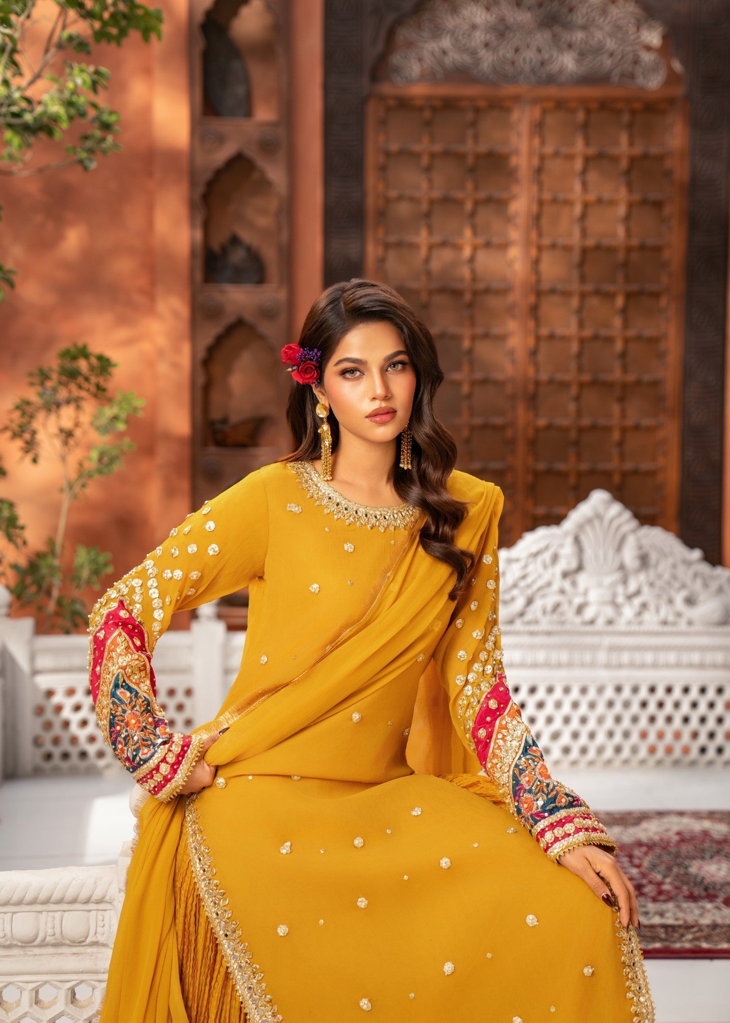 Maira Fashion Mustard sharara Women 4pcs