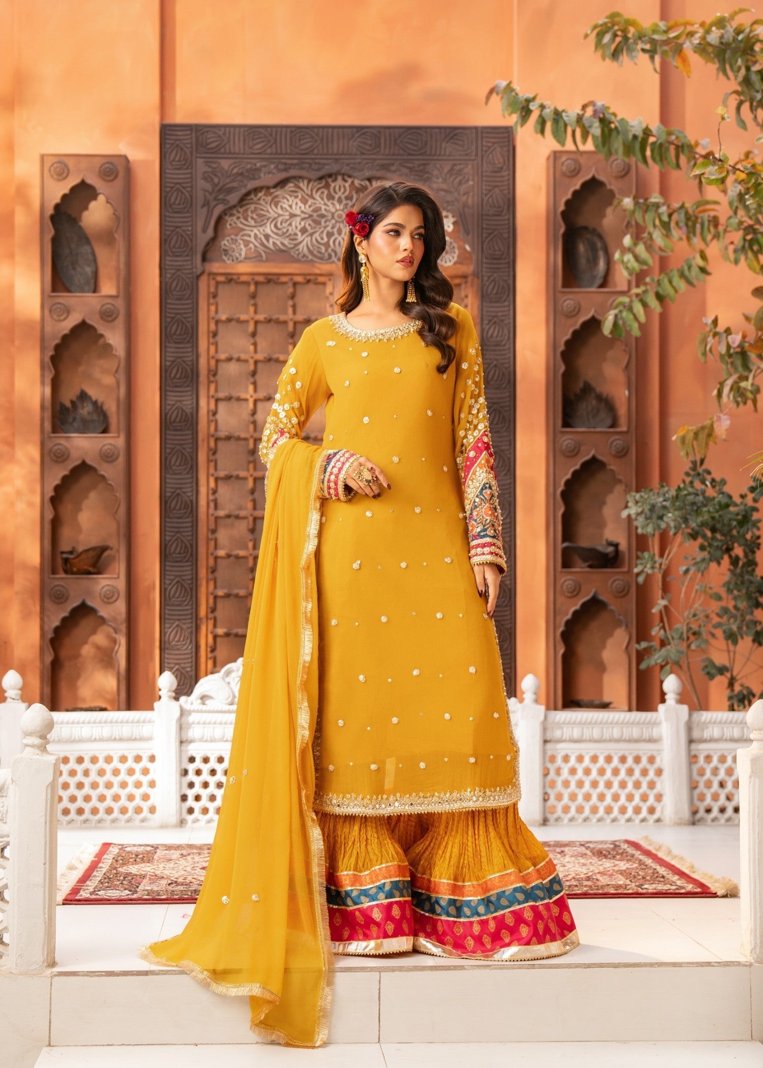 Maira Fashion Mustard sharara Women 4pcs