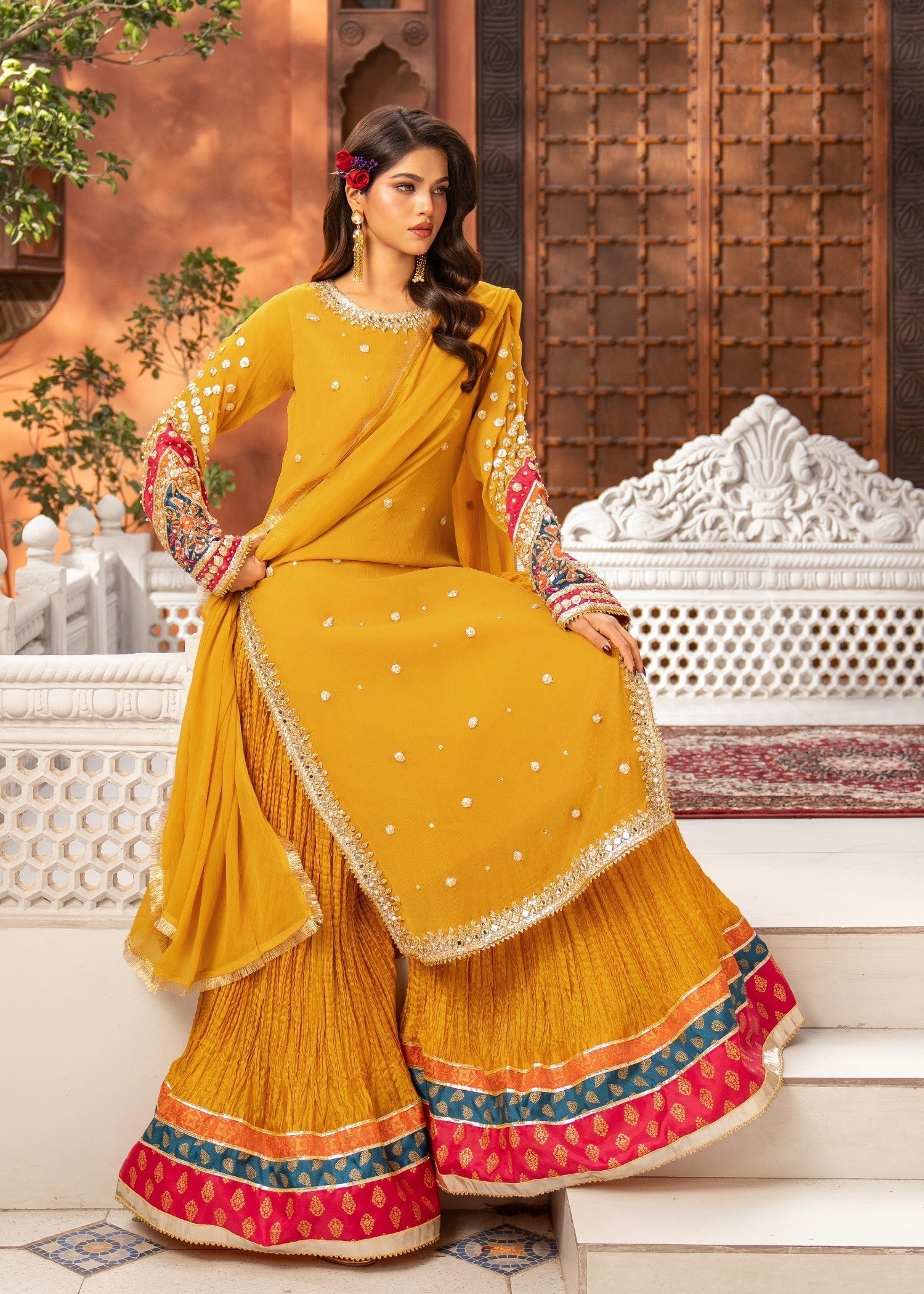 Maira Fashion Mustard sharara Women 4pcs