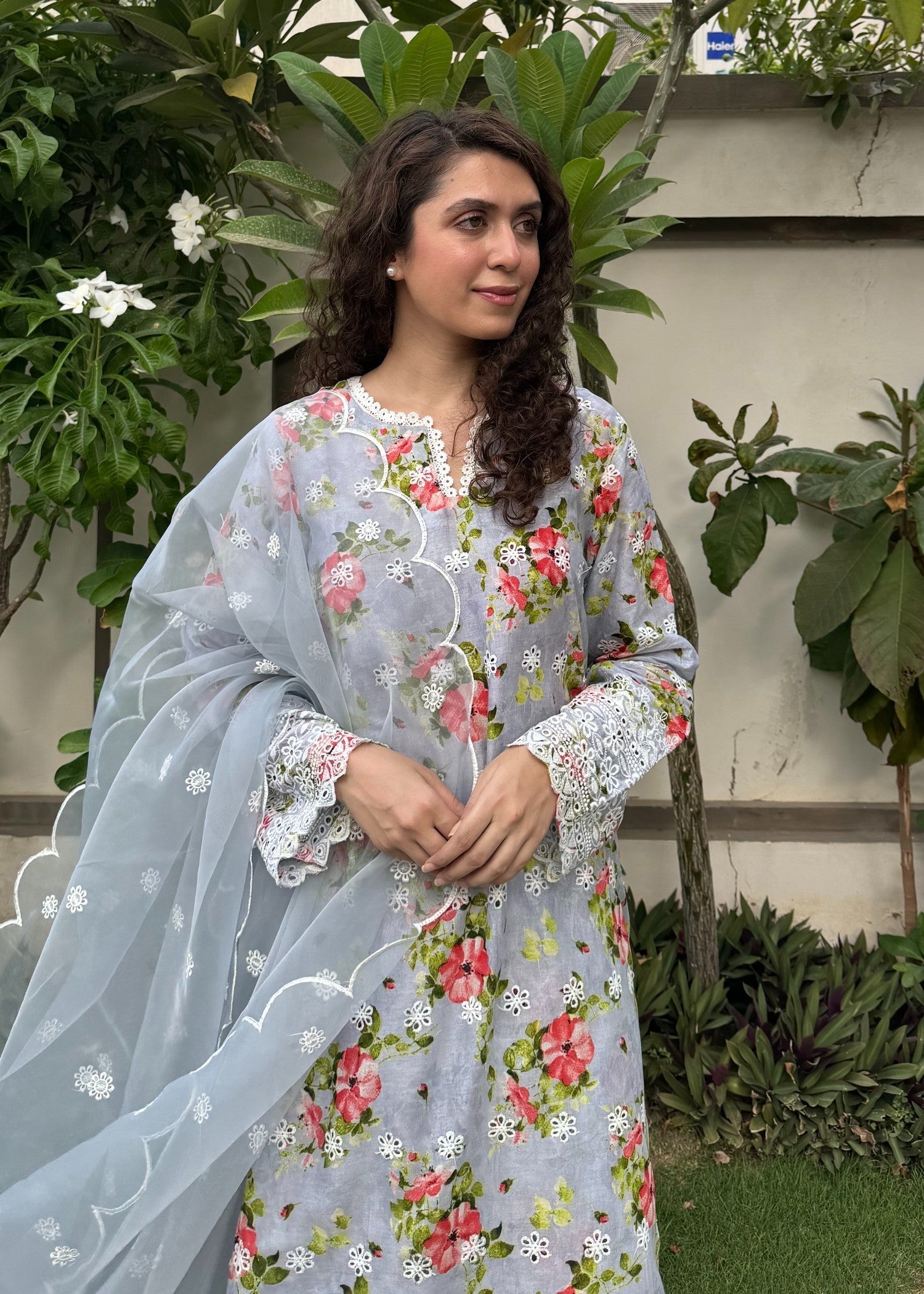 Naaz Couture Blue Print Lawn Chikankari Suit Women 3pcs