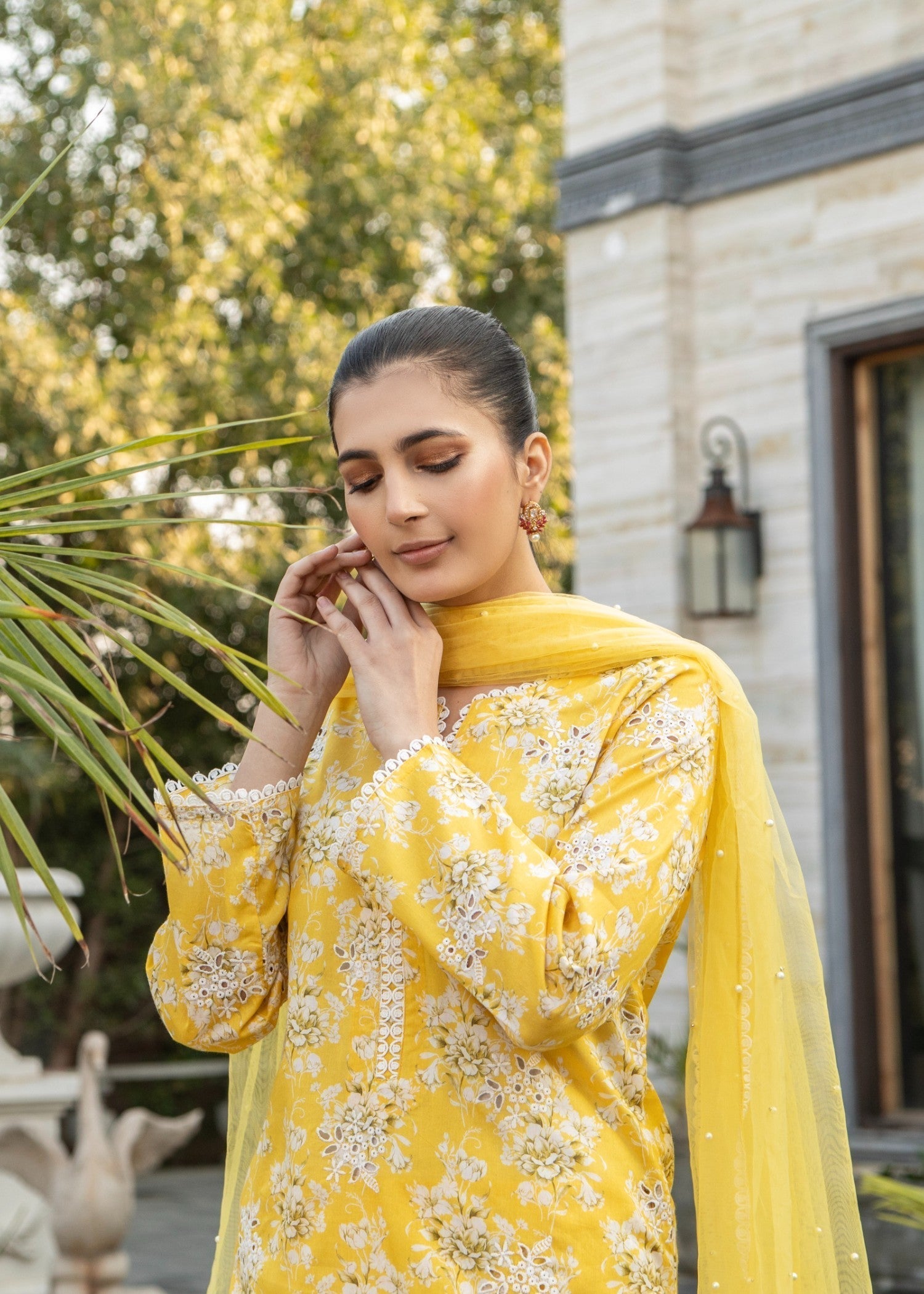 Naaz Couture Yellow Lawn Chikankari Suit Women 3pcs