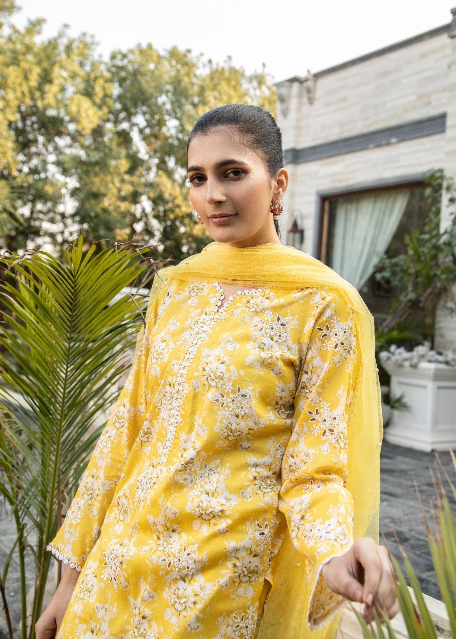 Naaz Couture Yellow Lawn Chikankari Suit Women 3pcs