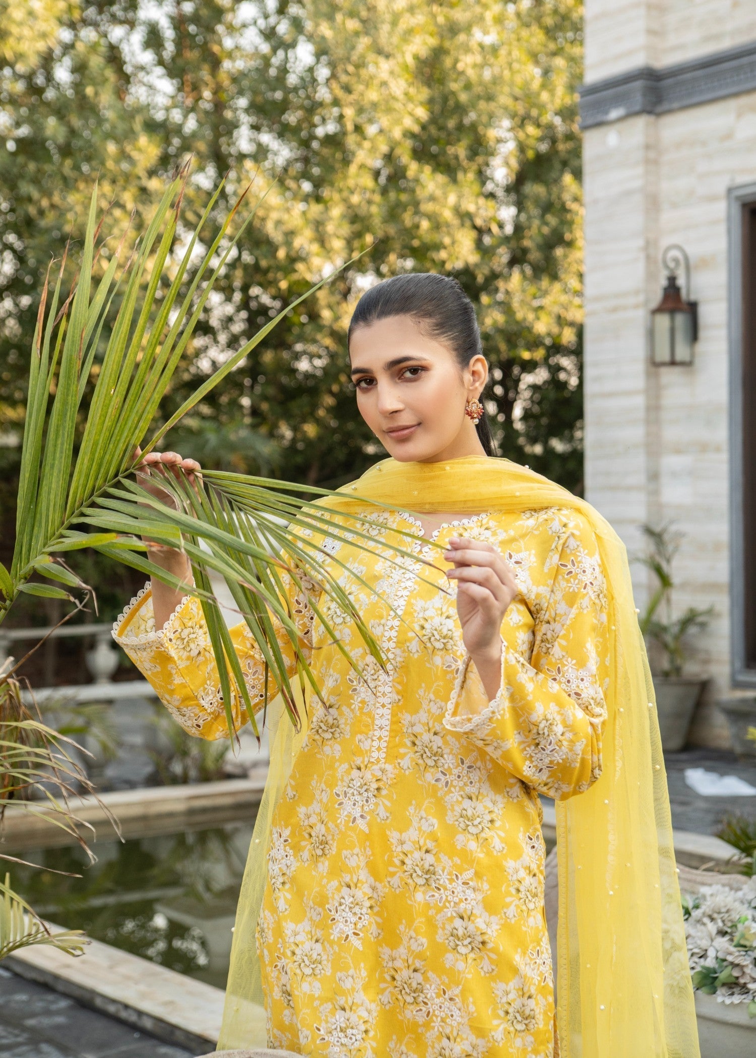 Naaz Couture Yellow Lawn Chikankari Suit Women 3pcs