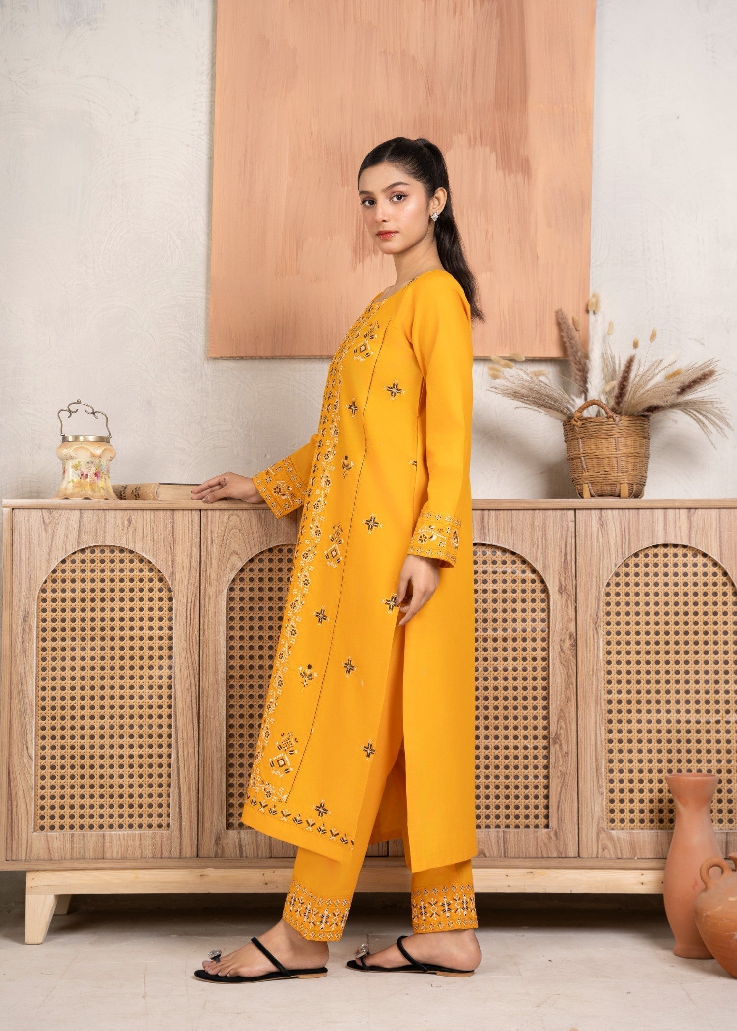 Abeera Timeless Beauty – Long Length Embroidered Cotton Outfits (Art No. AB 10) Women 2pcs