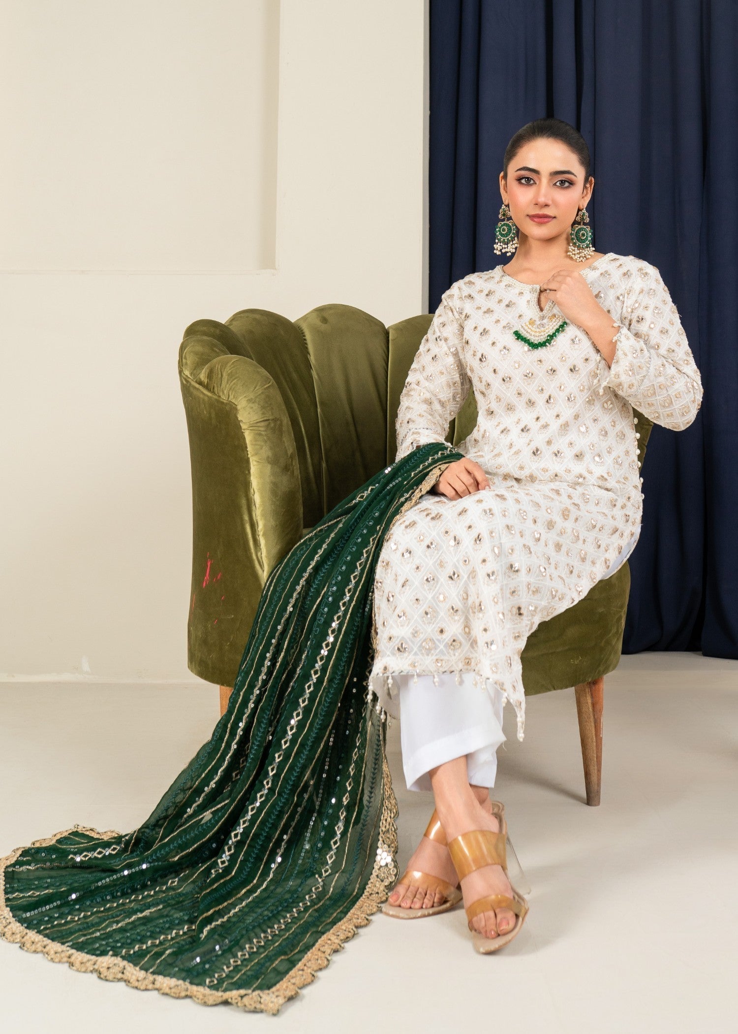 Four Season Boutique FOIL WORK BOTTLE GREEN Women 3pcs