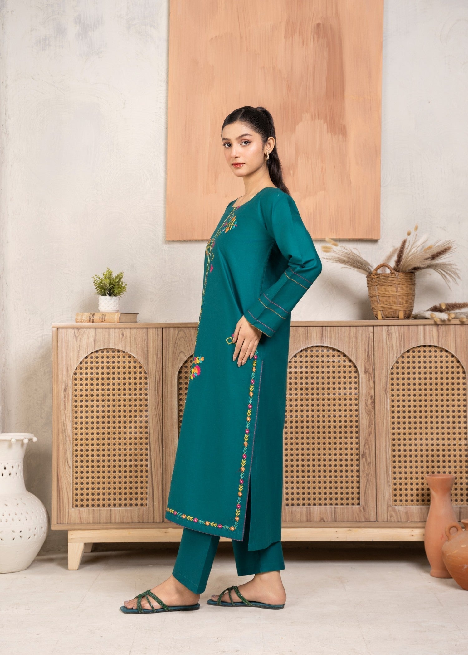 Abeera Timeless Grace: Embroidered Cotton Suit (Art No. AB 22) Women 2pcs