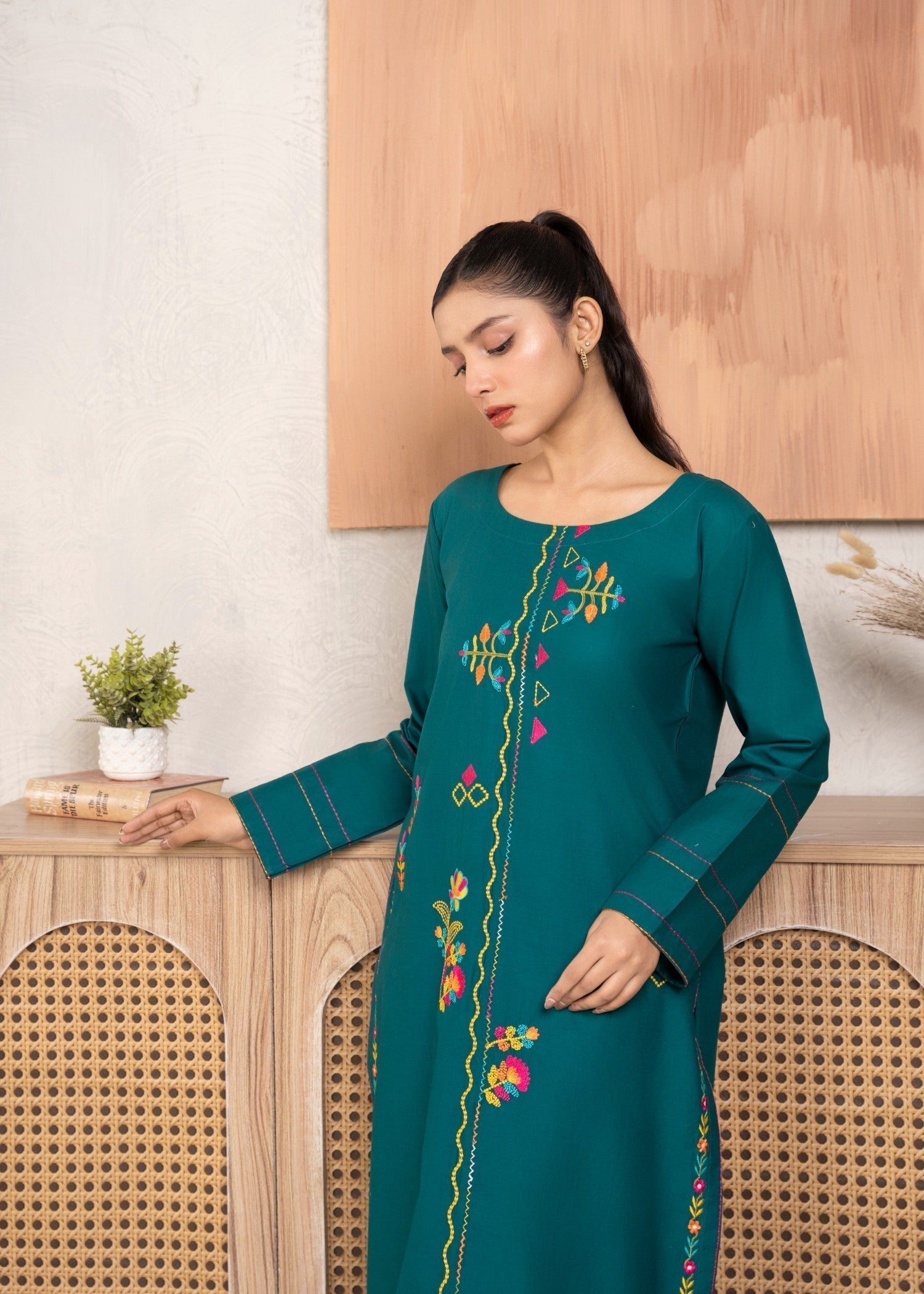 Abeera Timeless Grace: Embroidered Cotton Suit (Art No. AB 22) Women 2pcs