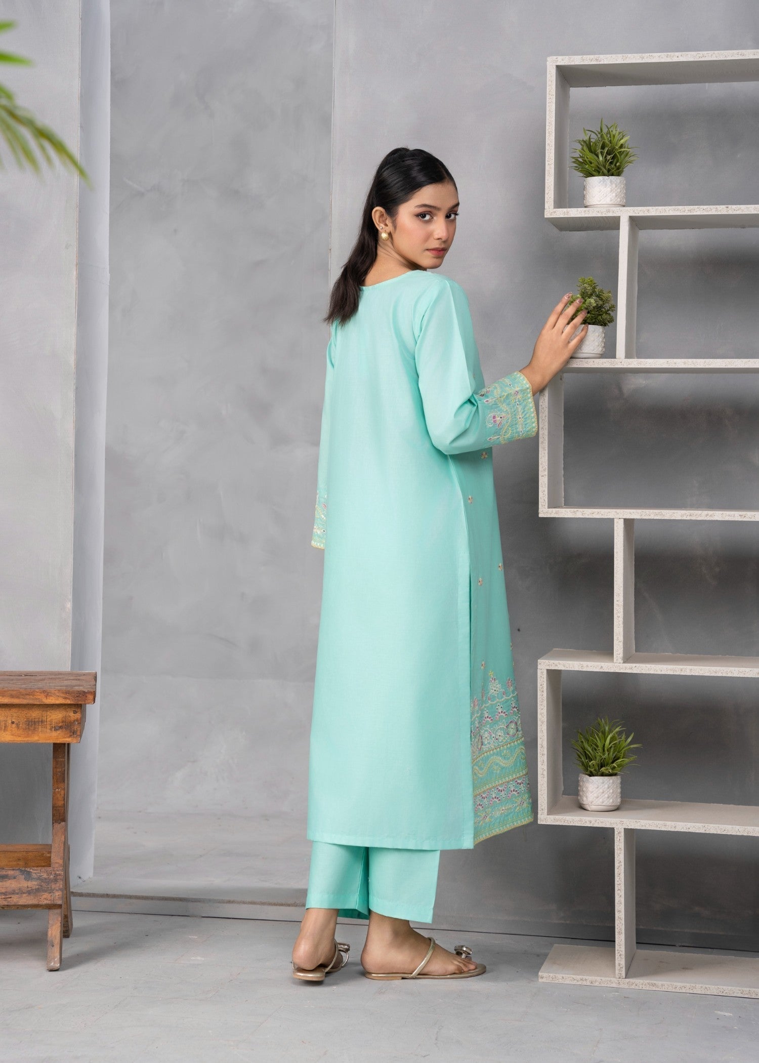 Abeera Art No. AB 041 – Graceful Allure: Embroidered Cotton Suit Women 2pcs
