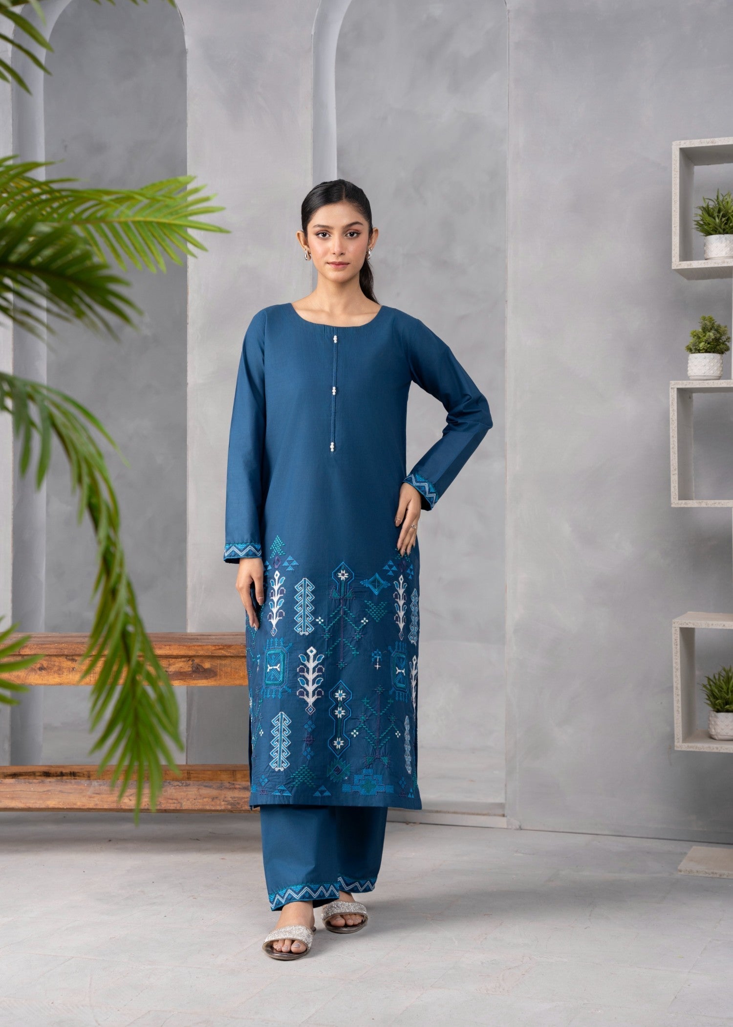 Abeera Art No. AB 56 – Timeless Elegance: Long Length Cotton Suit Women 2pcs